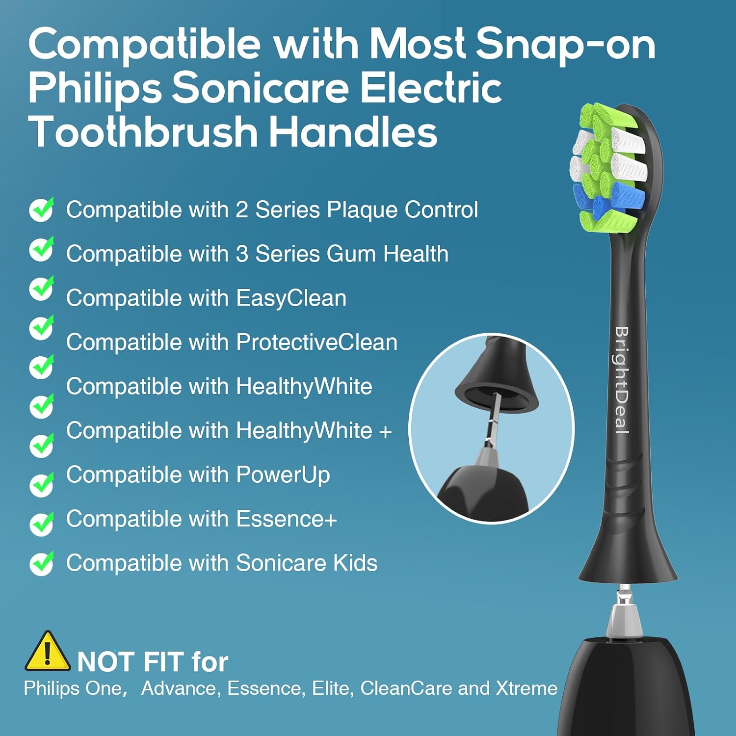 Thumbnail 6 de BrightDeal Aufsätze kompatibel mit Philips Sonicare – 8er Set, Sensitive/Schwarz