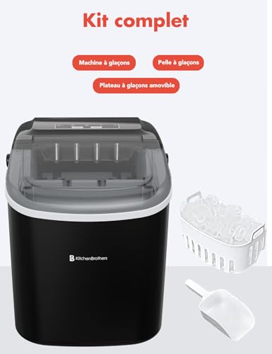 Thumbnail 7 de KitchenBrothers Machine à Glaçons Professionnelle – Glace pilée portable 12 kg/24h, 9 glaçons par cycle