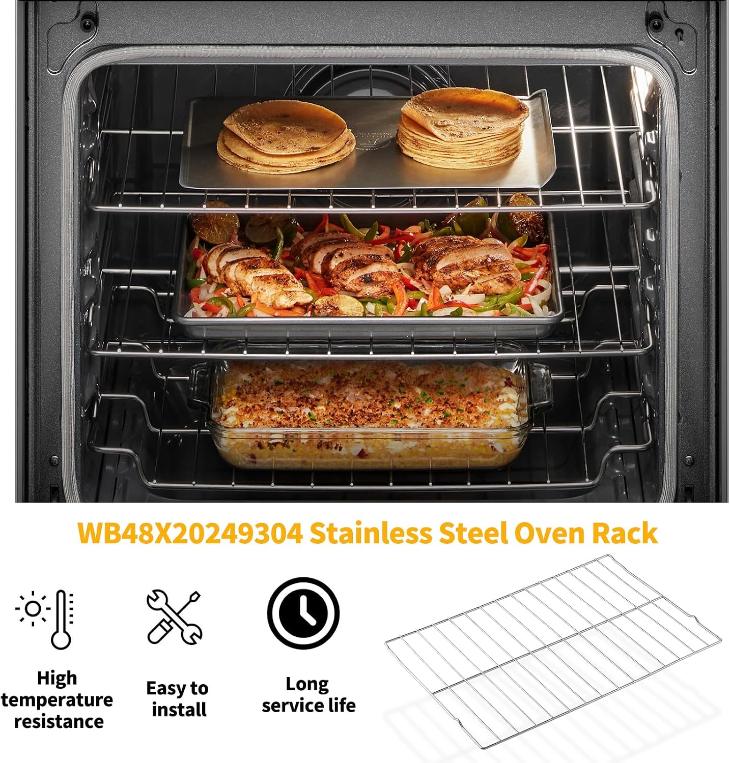 Detalle 2 de Allstare WB48X20249 Oven Rack Replacements, 304 Stainless Steel, 2-Pack