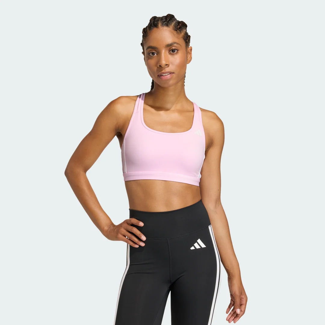 Detalle de Sujetador de entrenamiento Optime Essentials 3 Stripes – Adidas, impacto medio