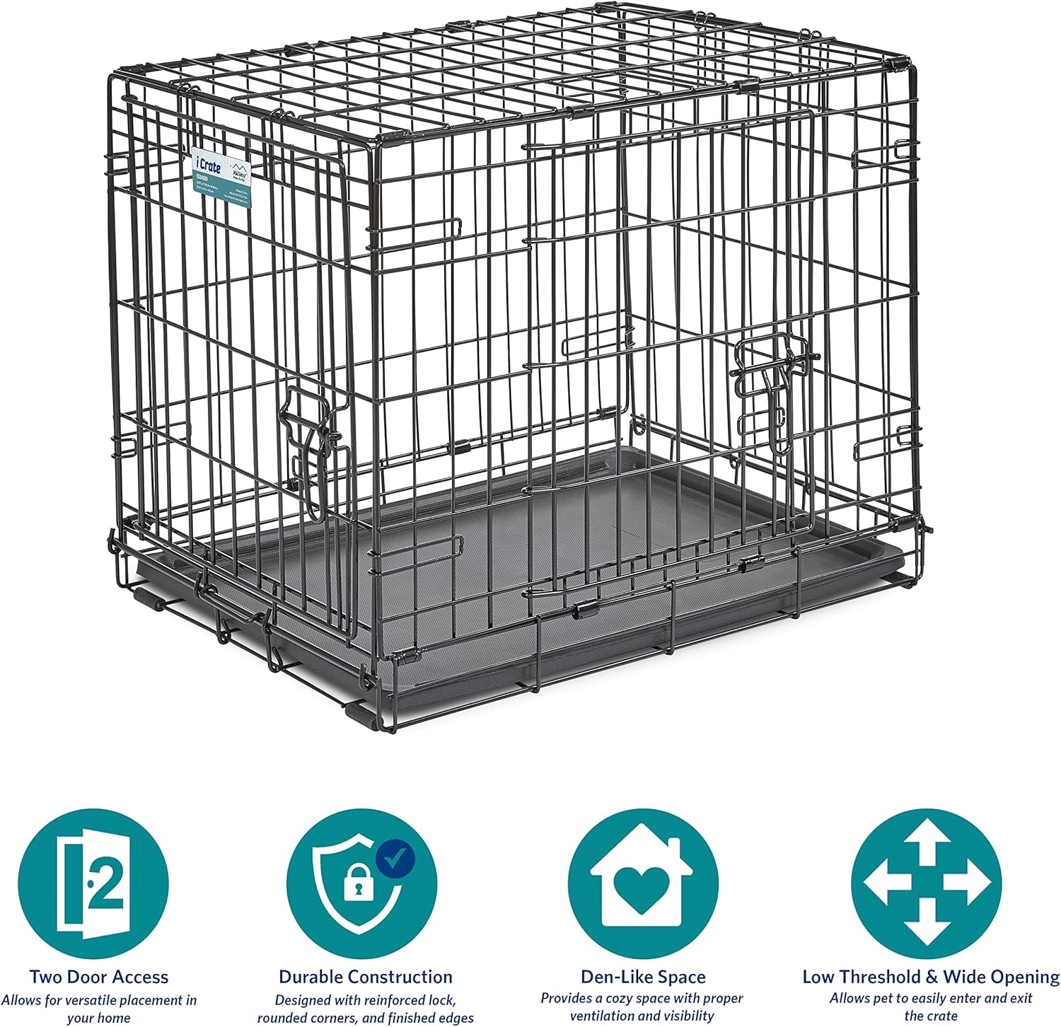 Detalle de MidWest Homes for Pets 24-Inch iCrate Folding Dog Crate with Divider for Small Breeds