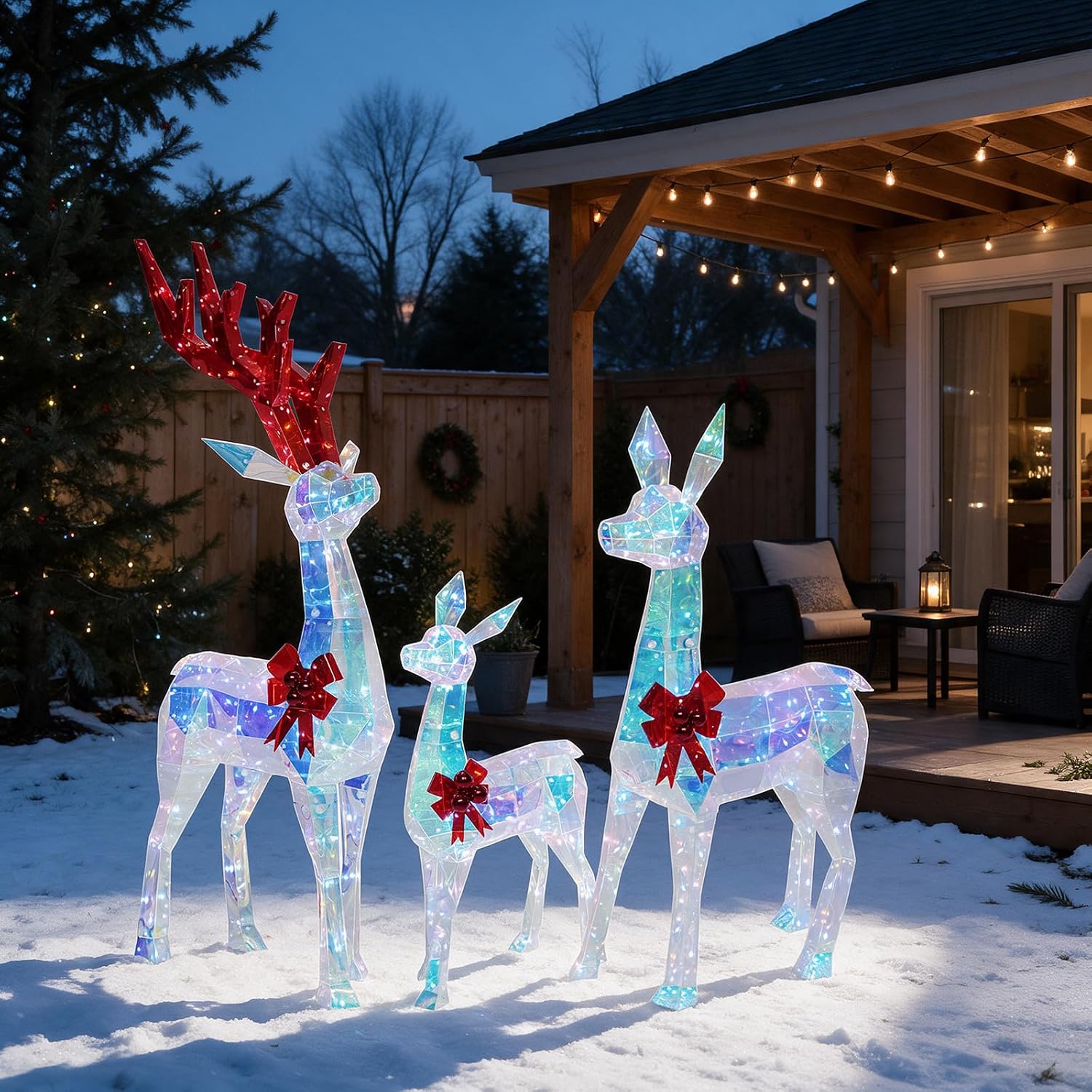 Detalle de Hykolity Lighted Christmas Reindeer Set, 3-Piece