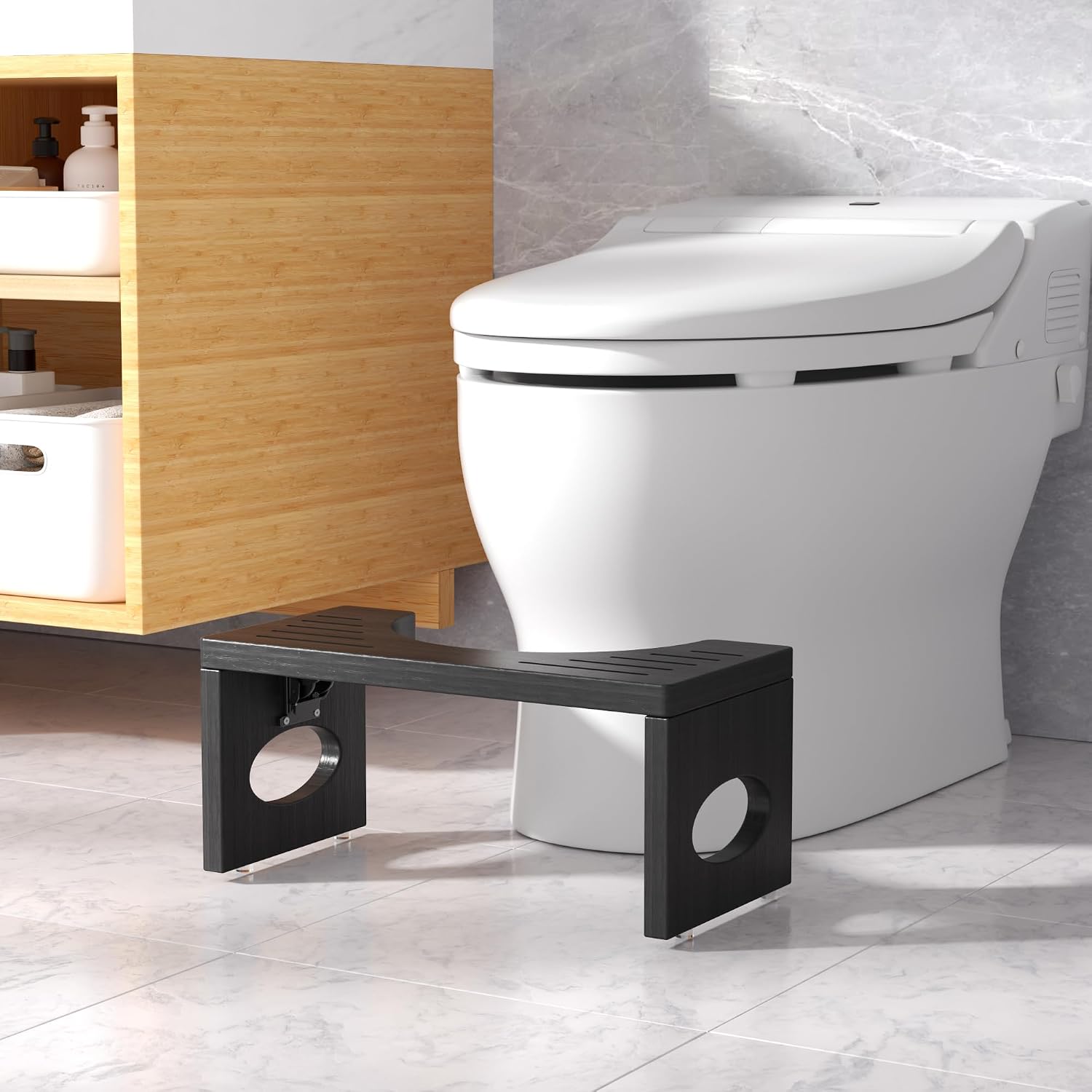 Thumbnail 1 de ROMGUAR Bamboo Toilet Stool 7-Inch