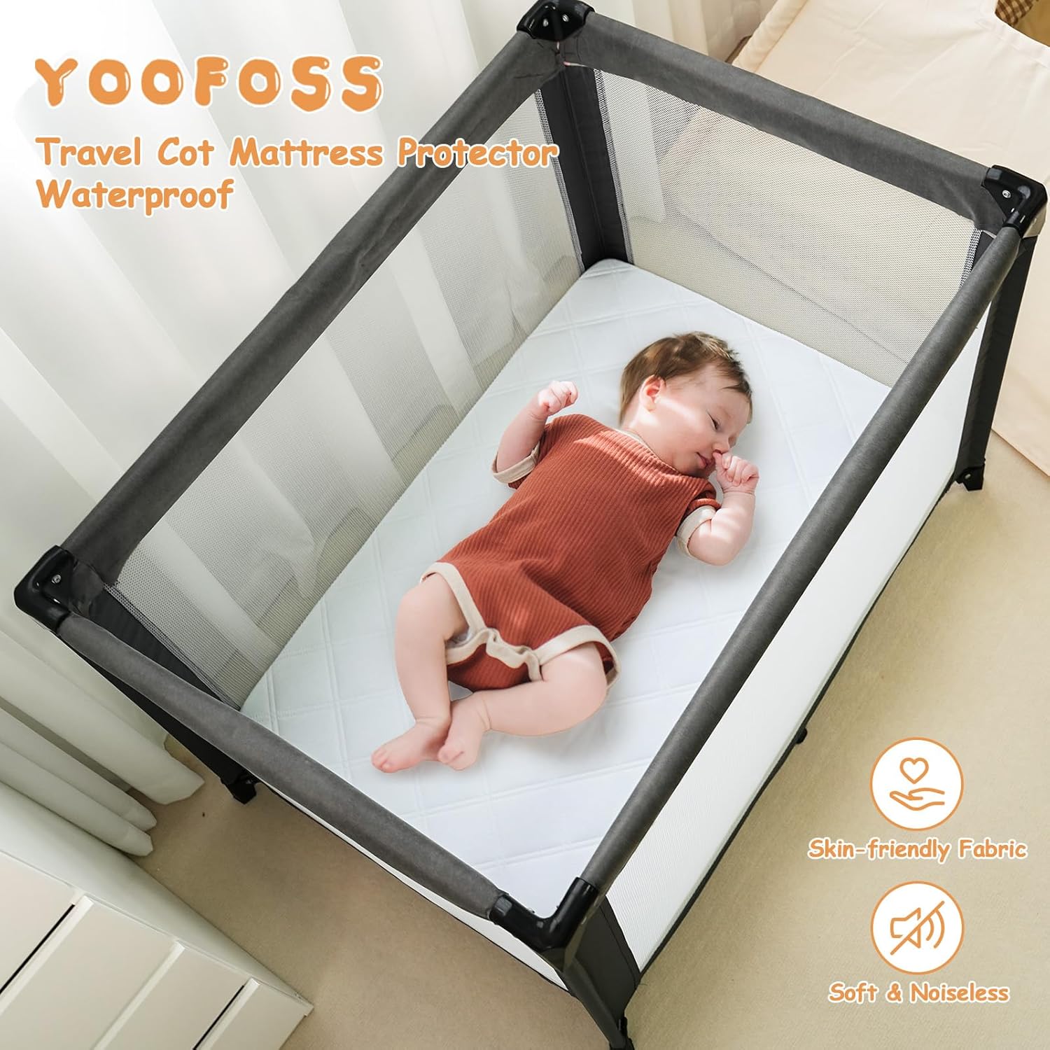 Thumbnail 1 de Yoofoss Travel Cot Mattress Protector 65 x 95 cm