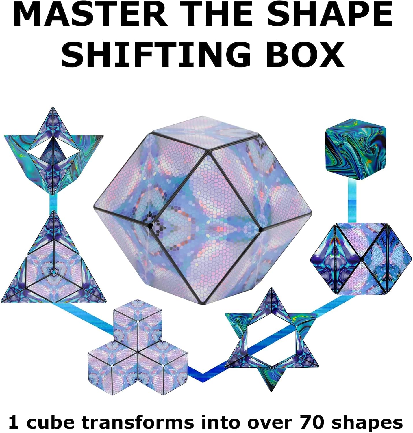 Thumbnail 3 de Shashibo Shape Shifting Box (Mystic Ocean) magnetic puzzle cube with 36 ultra-strong magnets