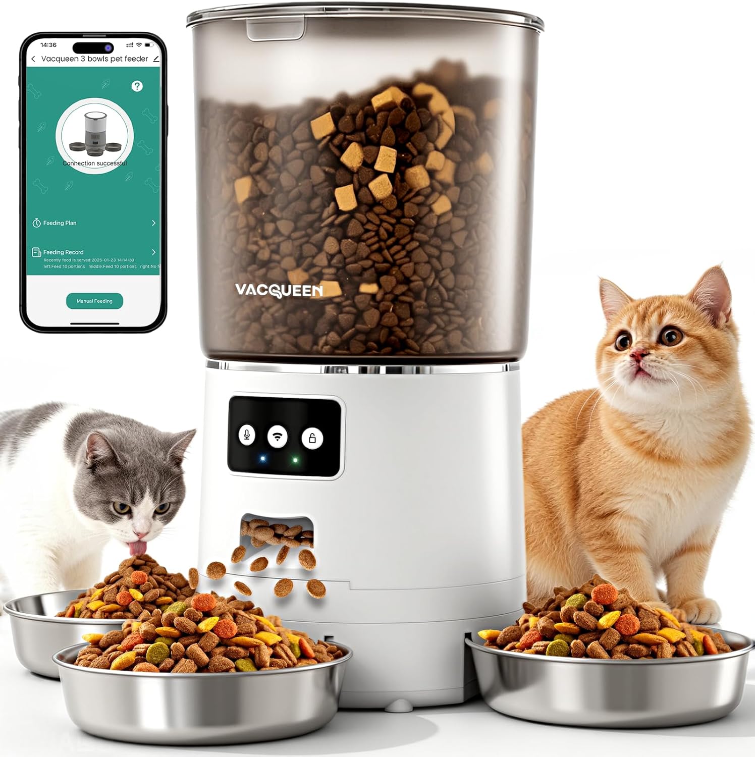Detalle de Automatic Cat Feeder for 3 Cats 6L