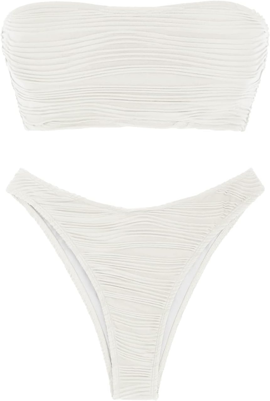 Thumbnail 3 de ZAFUL Women Strapless Textured Bandeau Bikini 2 Piece Swimwear