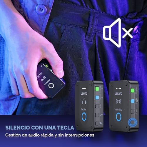 Detalle de LEKATO MS-02: Monitores In-Ear Inalámbricos 2,4G con Transmisor y Receptor