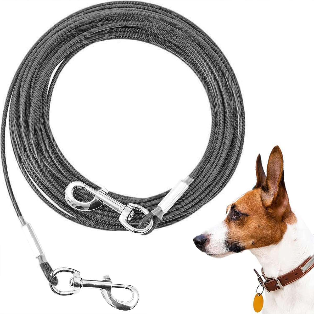 Mi Metty Dog Tie Out Cable – Heavy Duty 20ft Chew‑Proof Dog Runner for Large Breeds