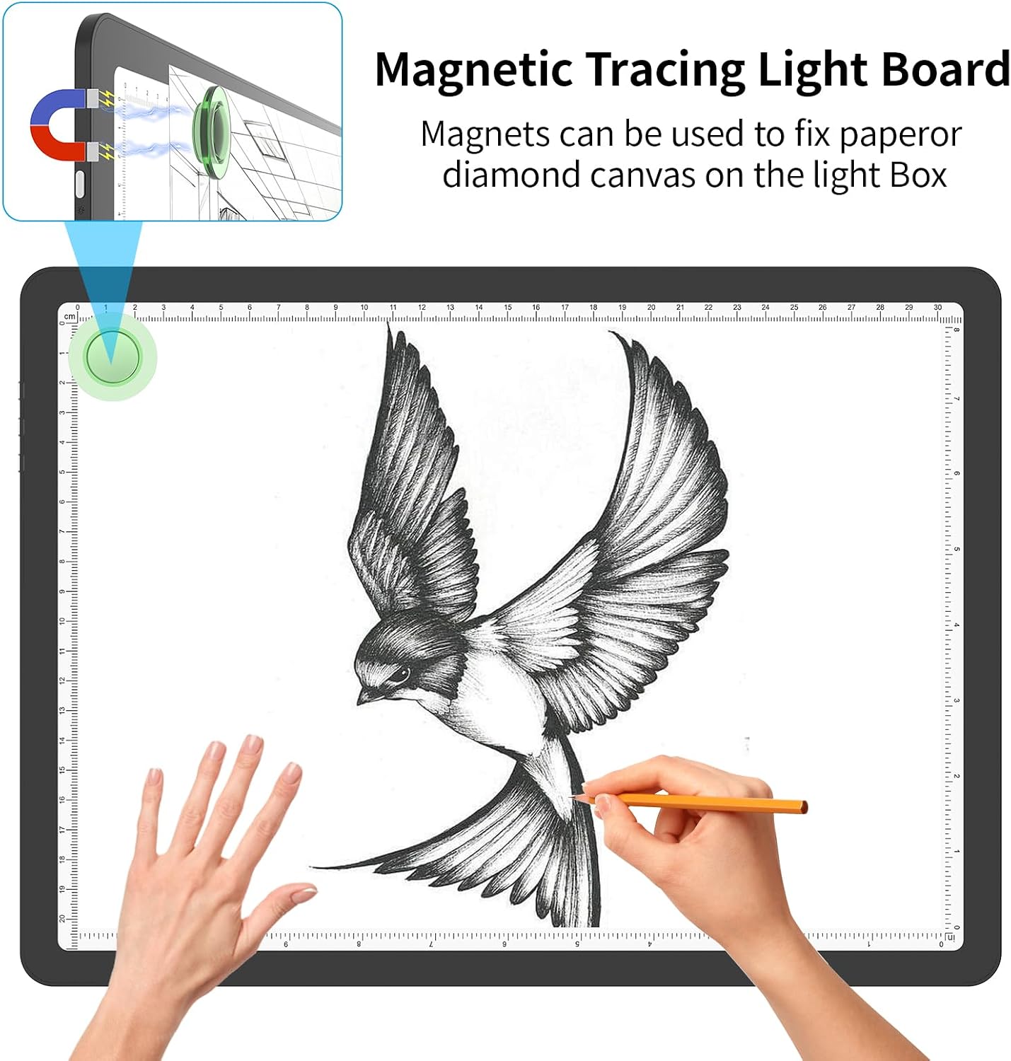 Detalle de Phylosal Magnetic A4 Light Pad: Bright, Magnetic, Practical for Tracing and Diamond Art