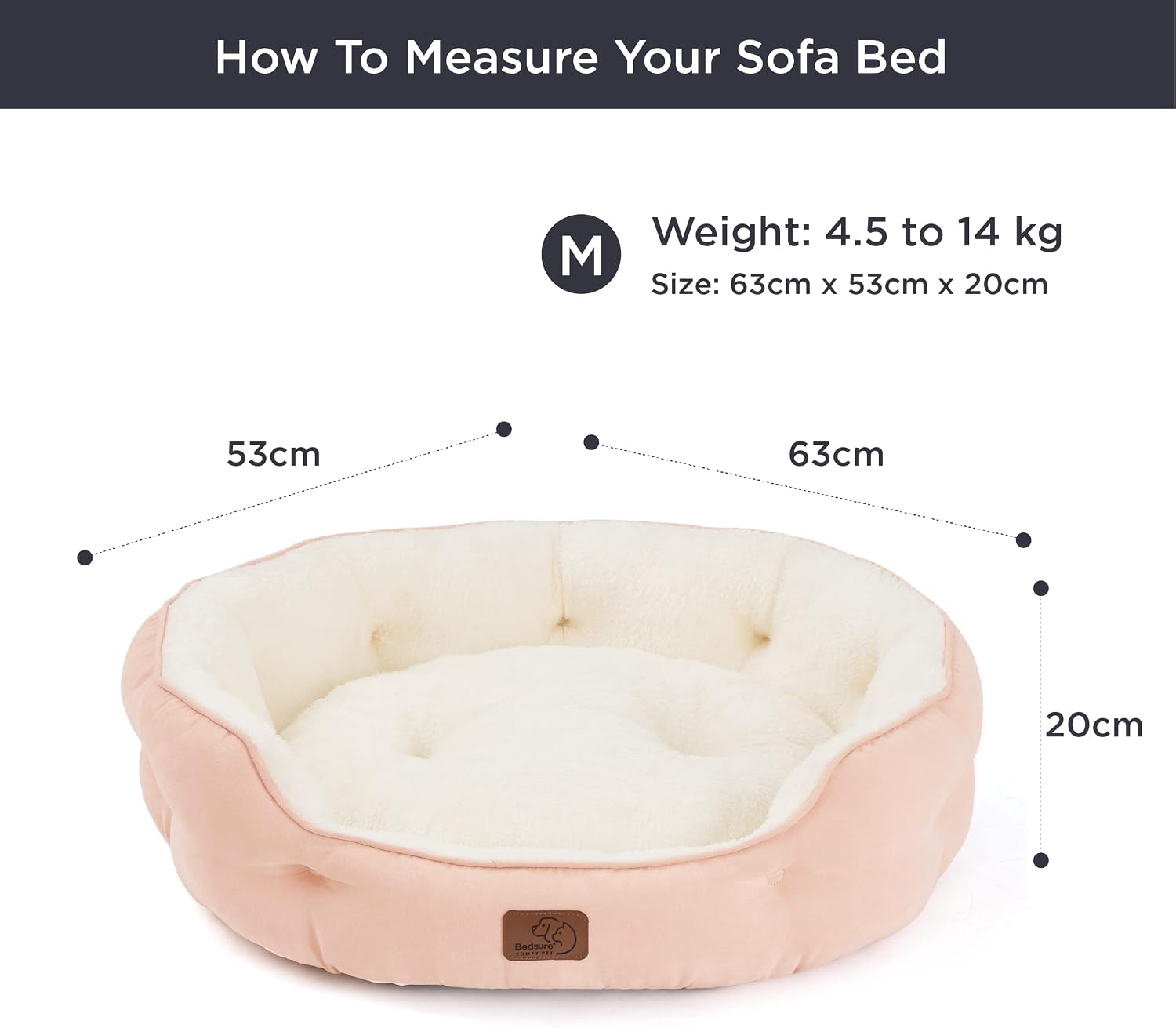 Thumbnail 1 de Bedsure Dog Bed 63x53x20cm washable round dog bed