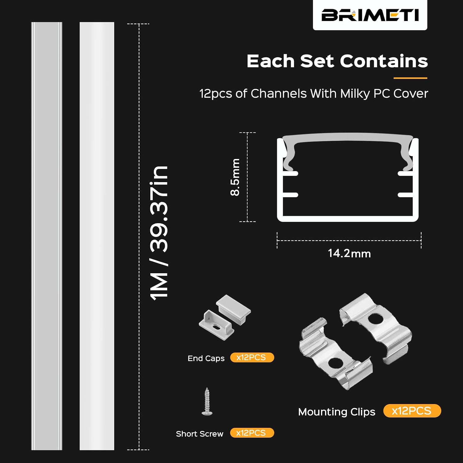 Detalle de BRIMETI 4N-D889-LvCao-U=6M ledprofiel, 6 x 1 m, U-vorm met afdekking