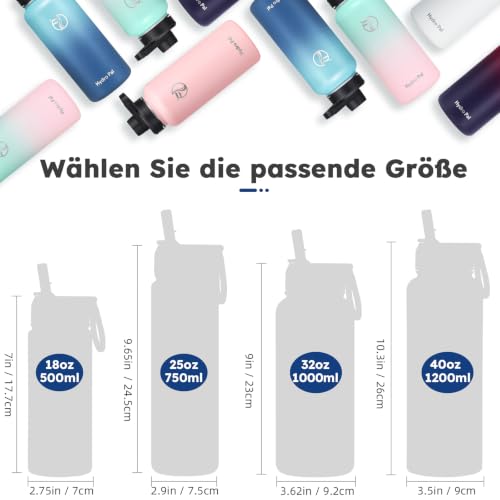 Thumbnail 6 de HydroPal 500ml Edelstahl Isolierflasche – Doppelwand, zwei Deckel, Strohhalm