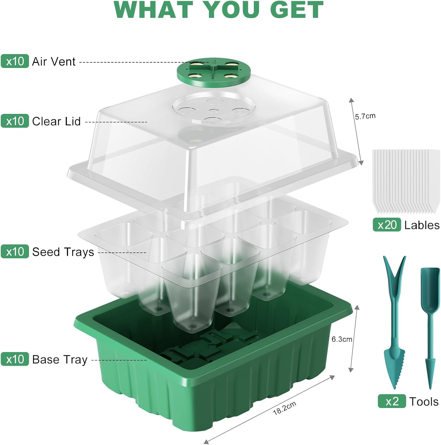 Thumbnail 6 de Priksia Seed Trays 10 Pack (120 Cells) Propagator with Clear Lids and Adjustable Window