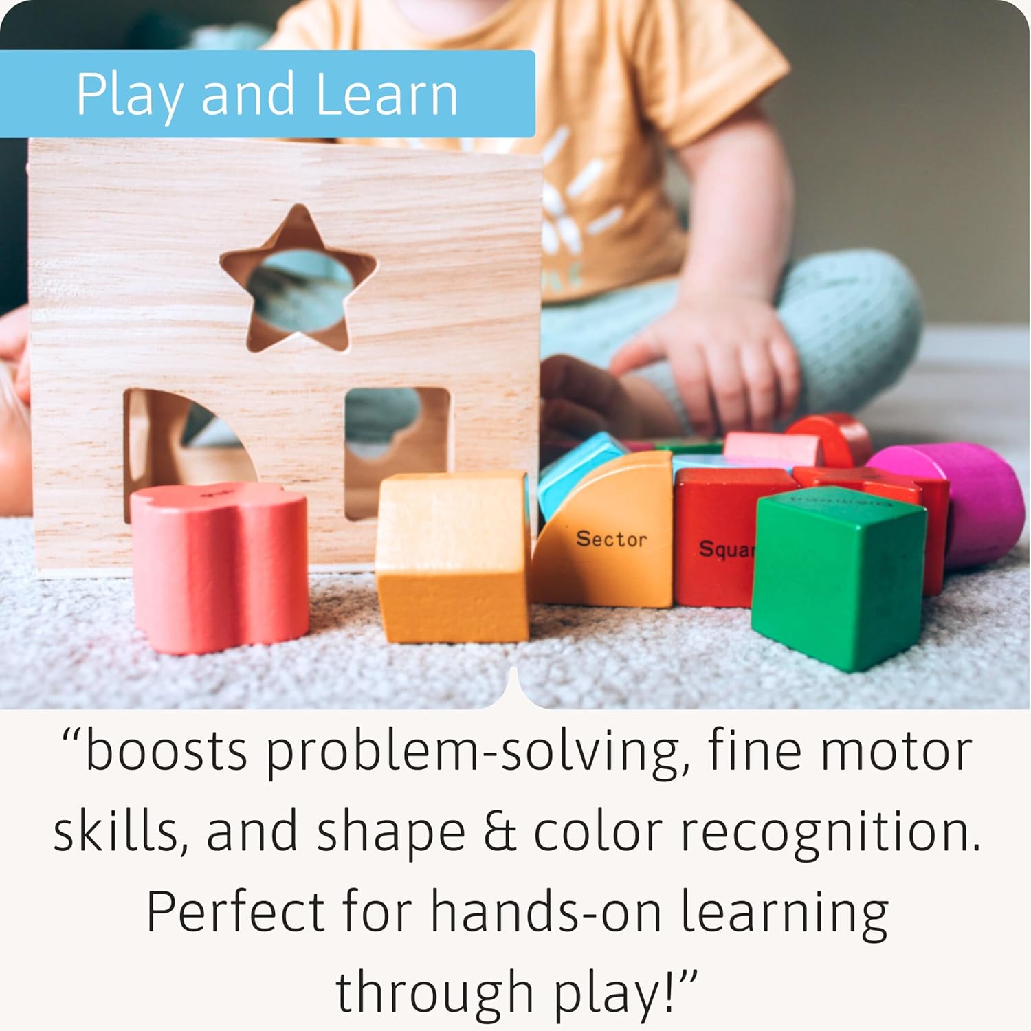 Detalle de Jaques of London wooden shape sorter for 1 year old – Montessori-style learning toy