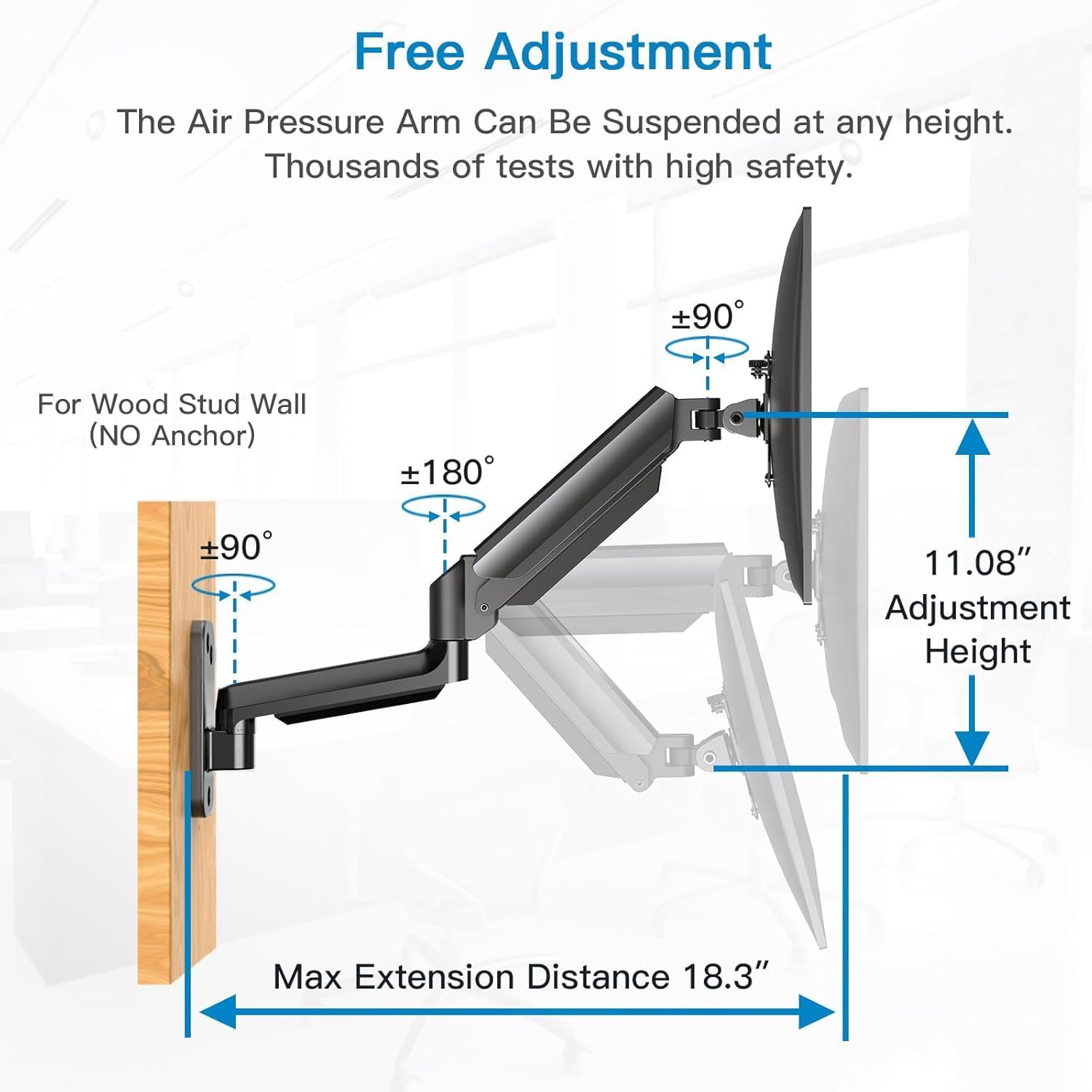 Detalle de HUANUO 17-32 Inch Monitor Wall Mount Bracket for Computer/TV Screens