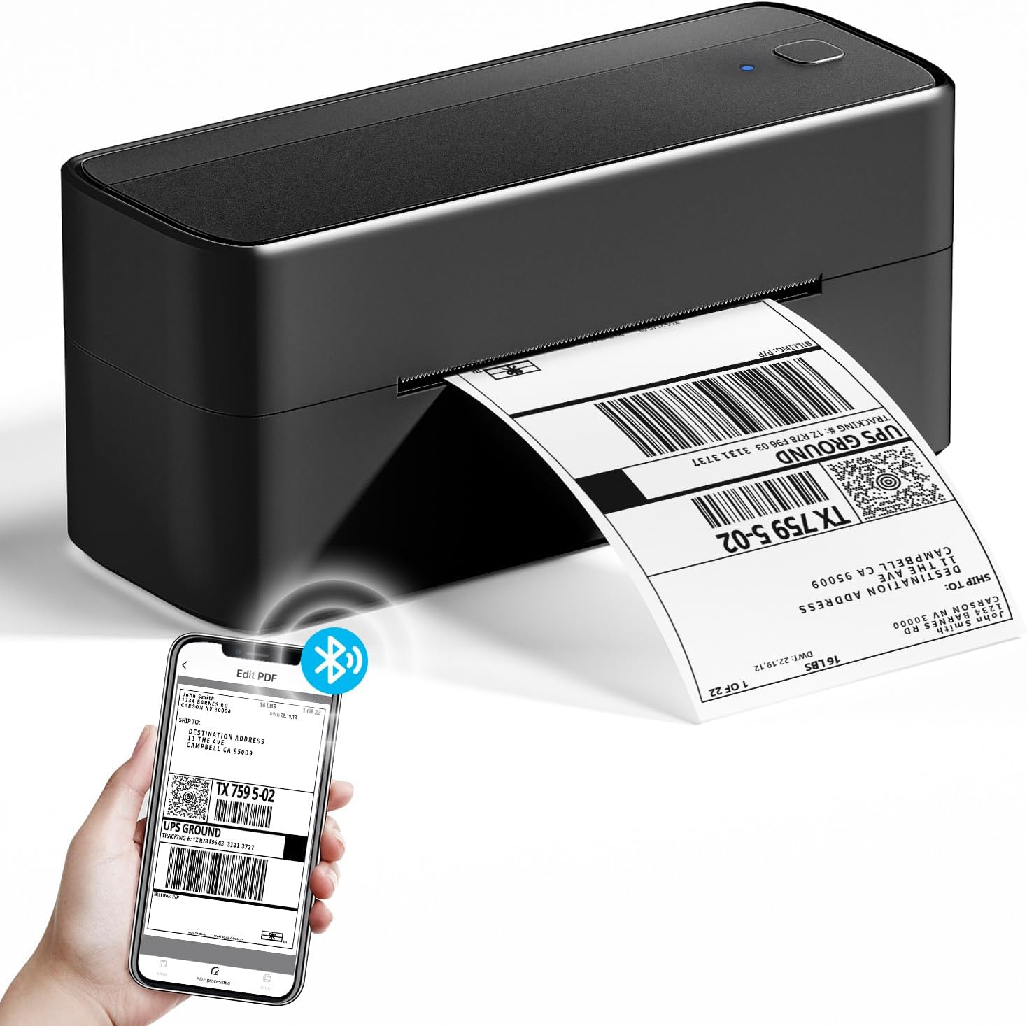 Detalle de Phomemo PM241BT: Bluetooth-DHL Etikettendrucker – 4x6 Zoll Thermodrucker für Versandetiketten und Barcodes