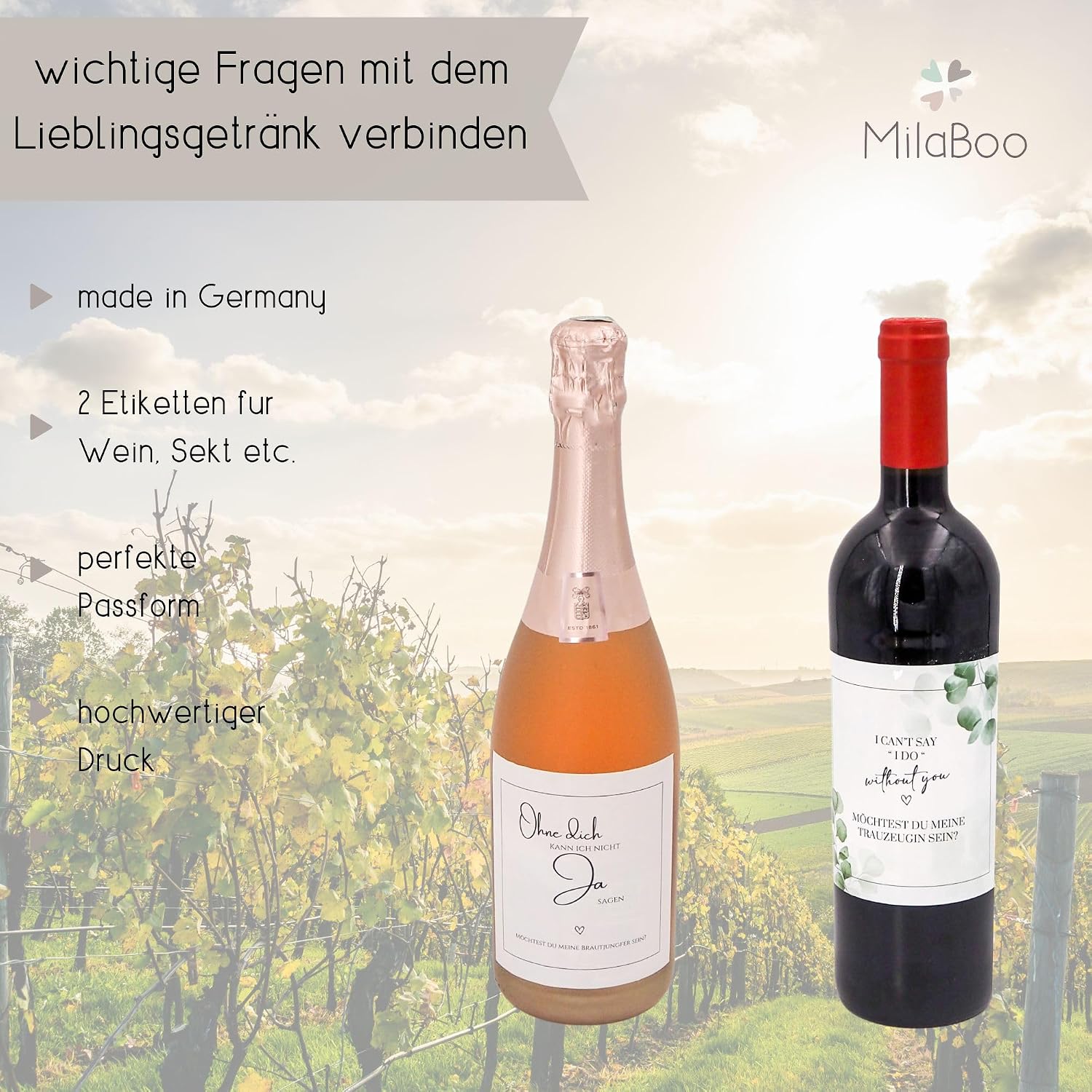 Detalle 1 de MilaBoo 11 x 11 cm Bottle Label, Hologram Bridesmaid Design