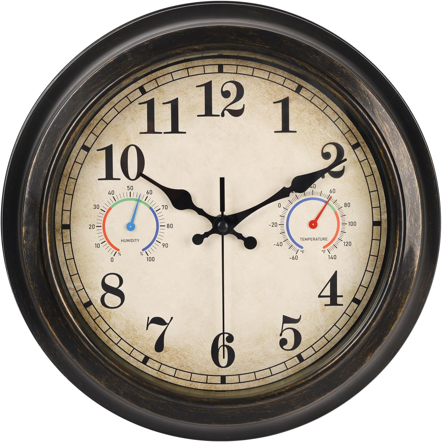 Detalle de Alarllok Outdoor12Bronze 12-Inch Outdoor Wall Clock with Thermometer