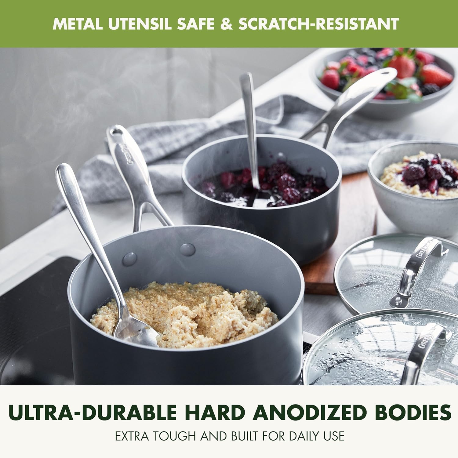 Thumbnail 6 de GreenPan Valencia Pro Ceramic Nonstick Cookware Set (PFAS-Free, Induction Ready) with Lids