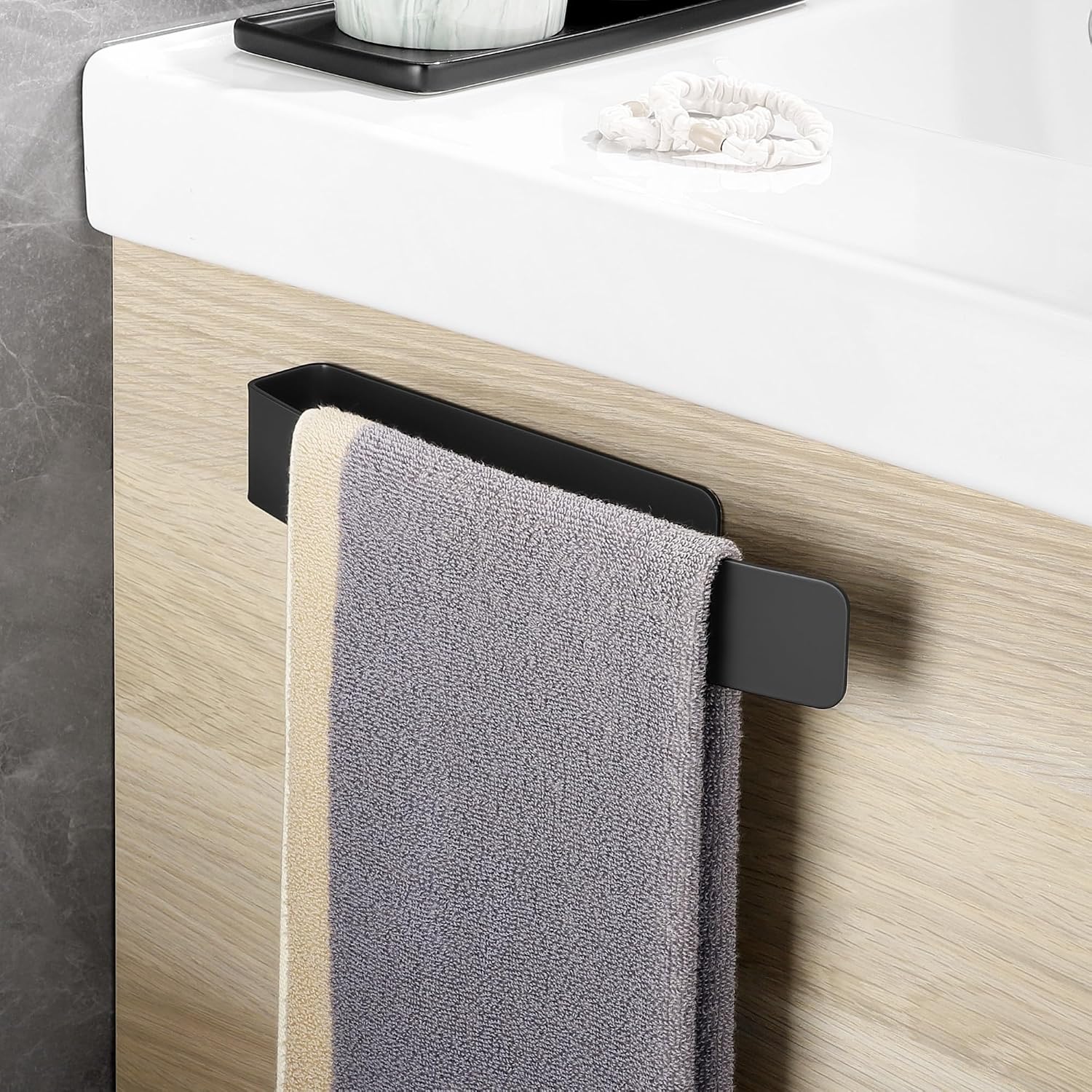 Detalle de Gsocel Porta Asciugamani Bagno Adesivo in Acciaio Inossidabile 304 Nero Opaco, 26 cm