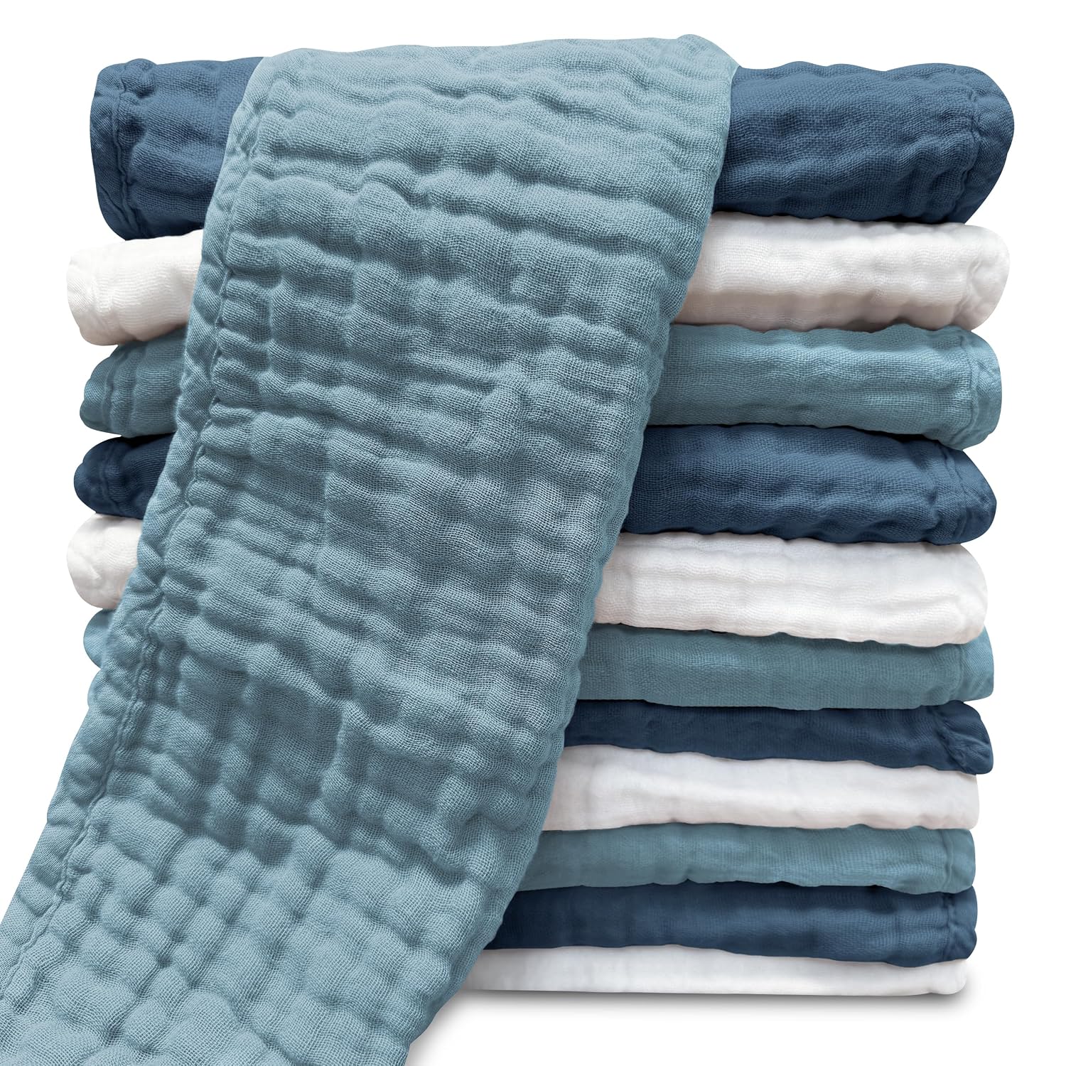 Detalle de Sunny zzzZZ Muslin Burp Cloths, 100% Cotton, 4-Layer, 12-Pack