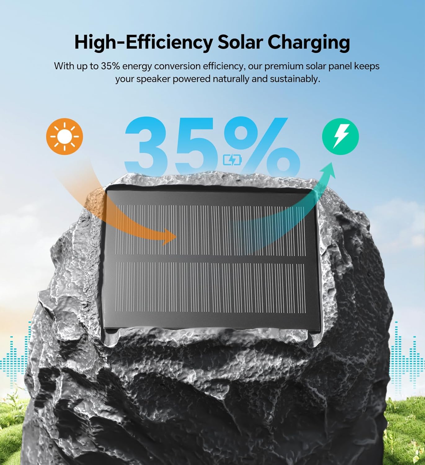 Thumbnail 5 de BolaButty Upgraded Outdoor Rock Speaker 60W Deep Bass (Solar-Powered, IPX7) with Remote Control — 2 Packs