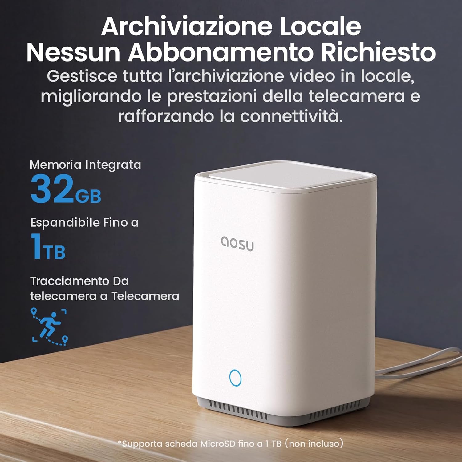Detalle de aosu Cámara di Vigilanza 2K Exterior Solare Kit 2 Cámaras con Aosubase 2.0 - Soluzione wireless 24/7