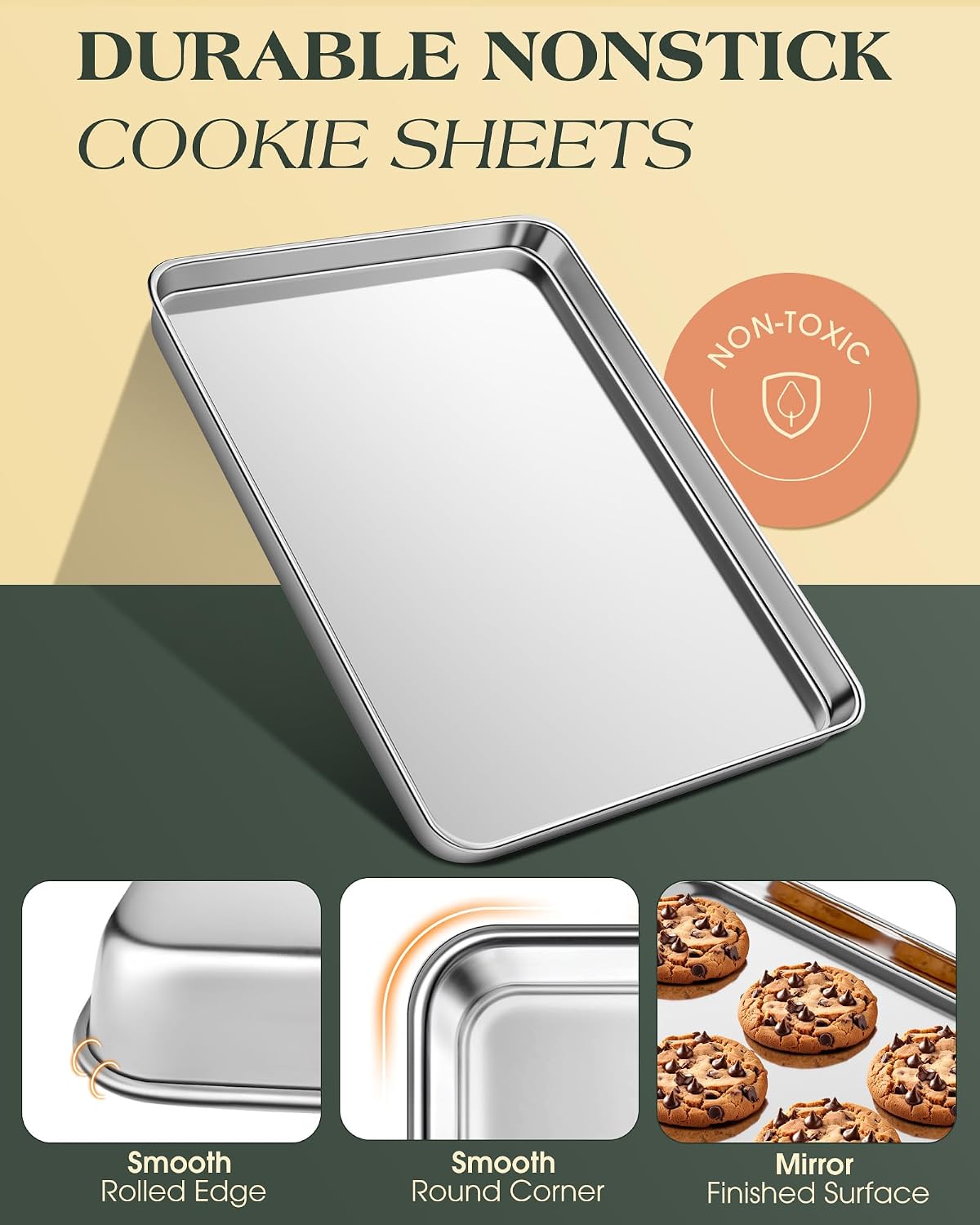 Thumbnail 4 de 2-Pack Commercial Grade Stainless Steel Baking Sheets