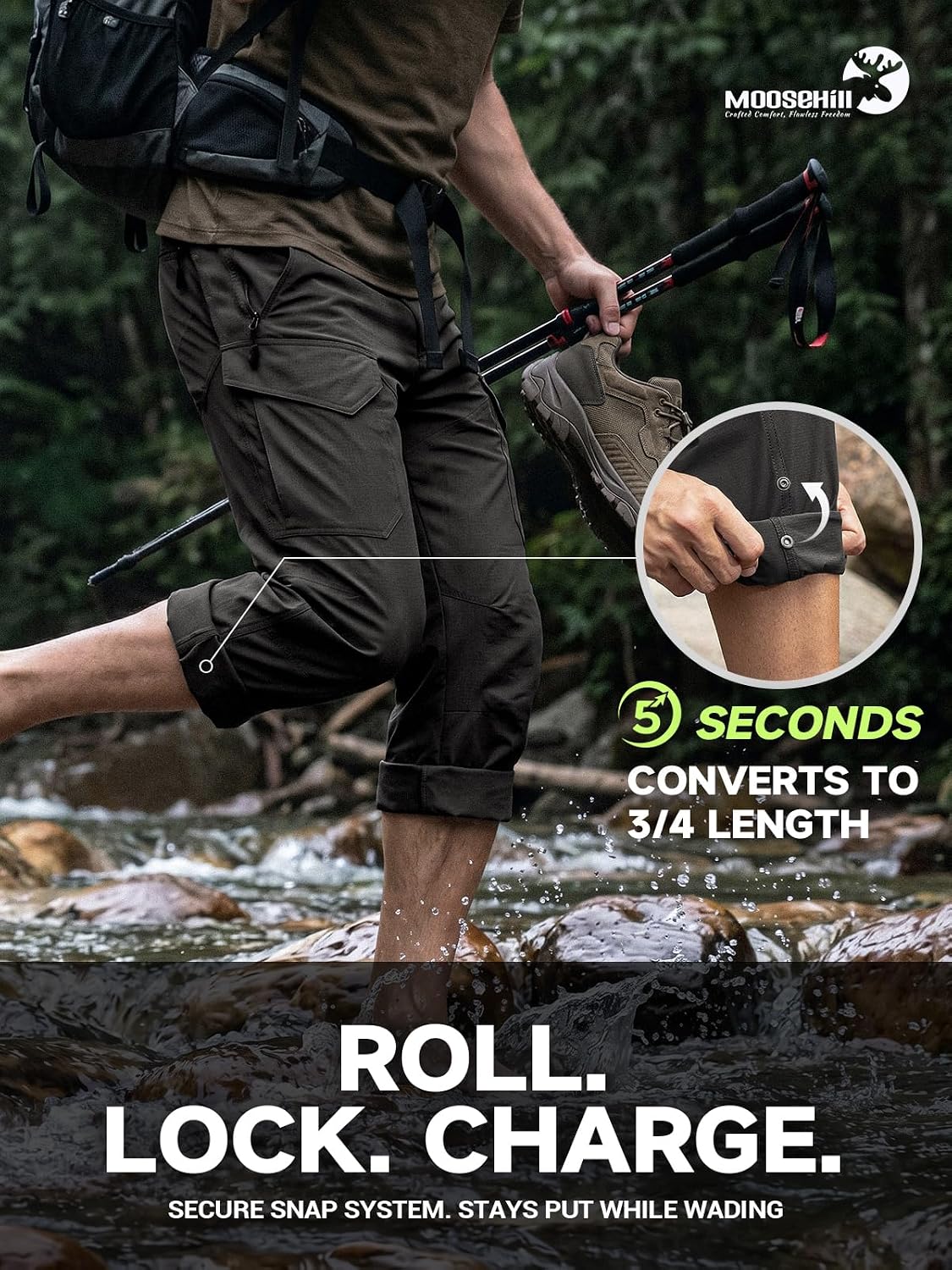 Detalle 1 de Moosehill Men's Hiking Pants with 4-Way Stretch