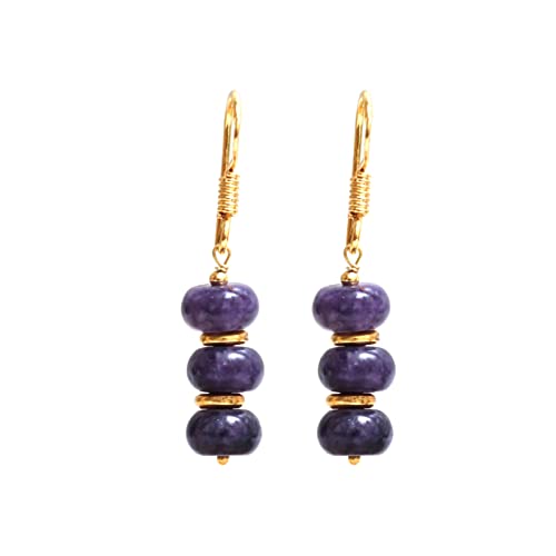 Thumbnail 5 de Gempires Natural Gemstone Rondelle Bead Earrings, Amethyst by GEMPIRES NATURE’S TREASURE