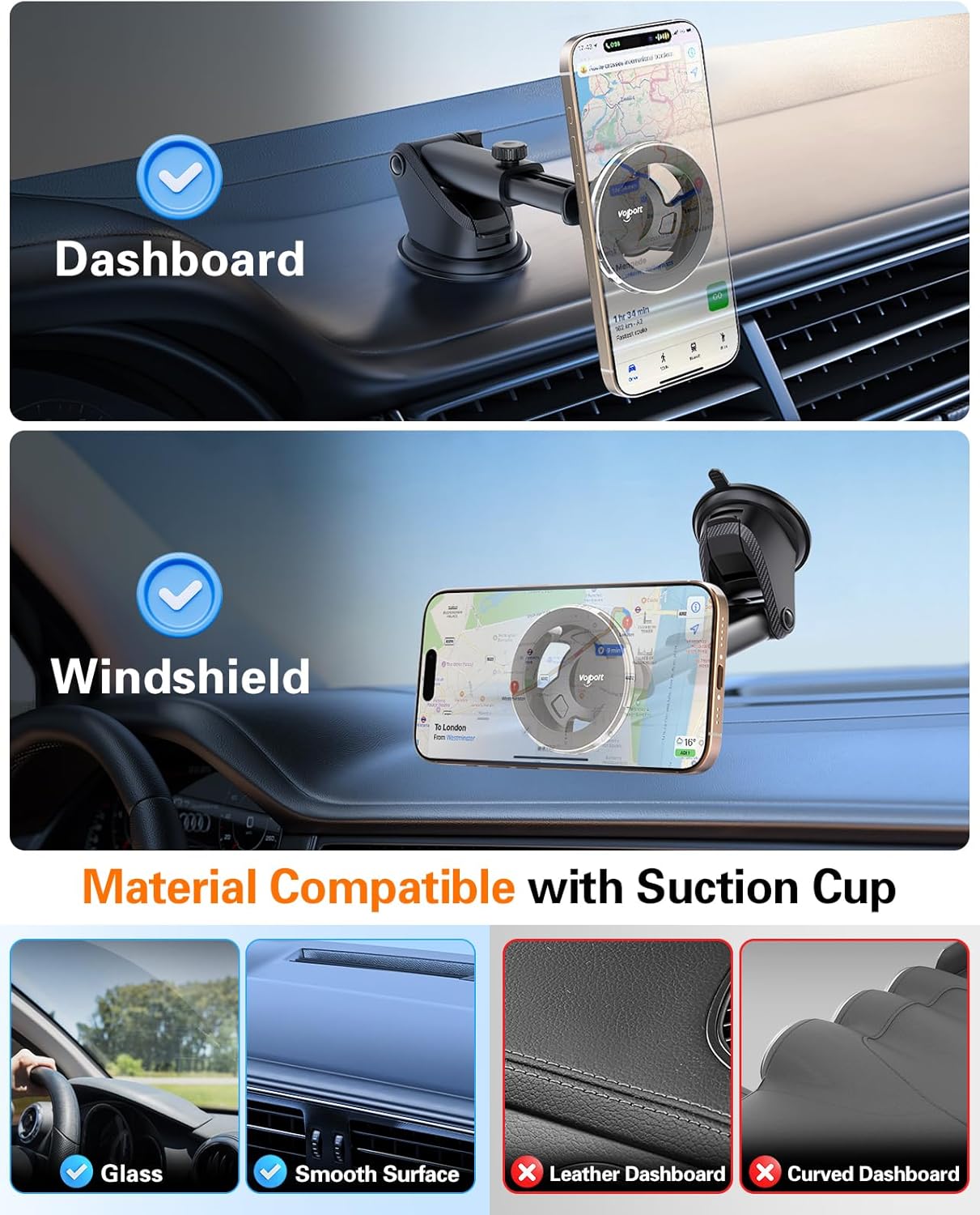 Detalle de volport MagSafe Car Mount for Dashboard & Windshield