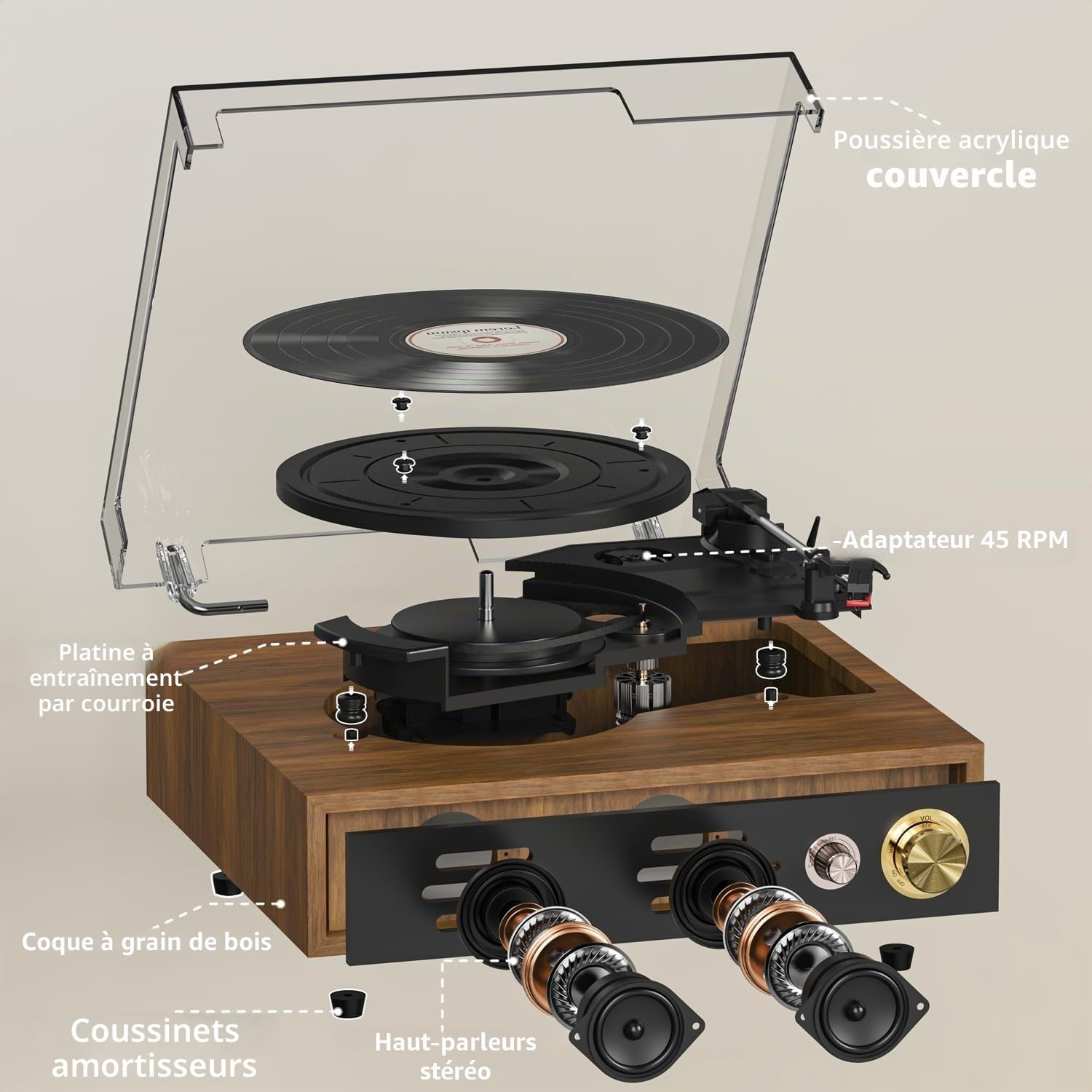 Thumbnail 5 de FYDEE Platine Vinyle Ébène USB Bluetooth