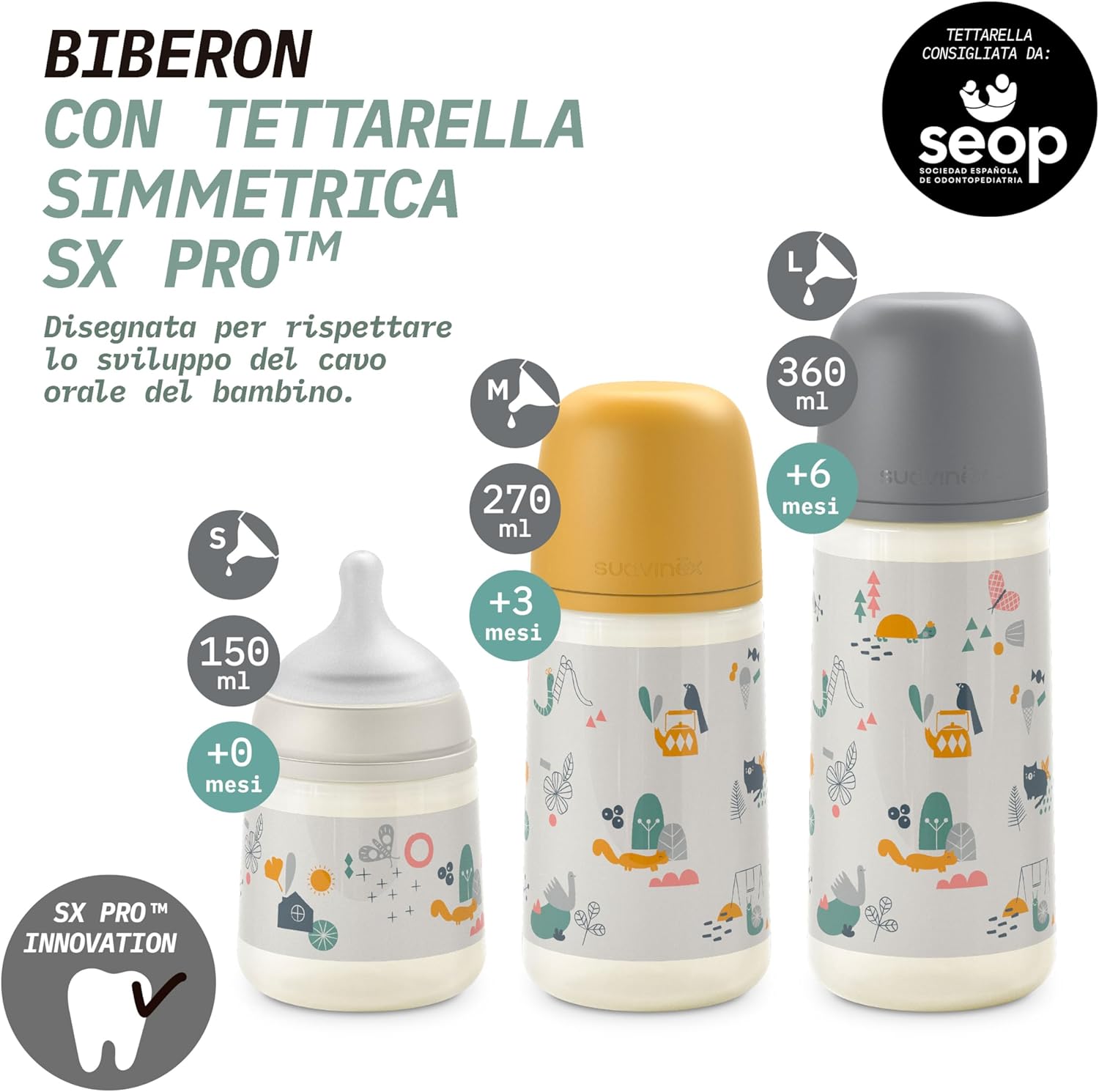 Detalle de Set 2 Biberon Suavinex Anti-Colica da 270 ml con tettarella SX Pro, flusso medio, rosa