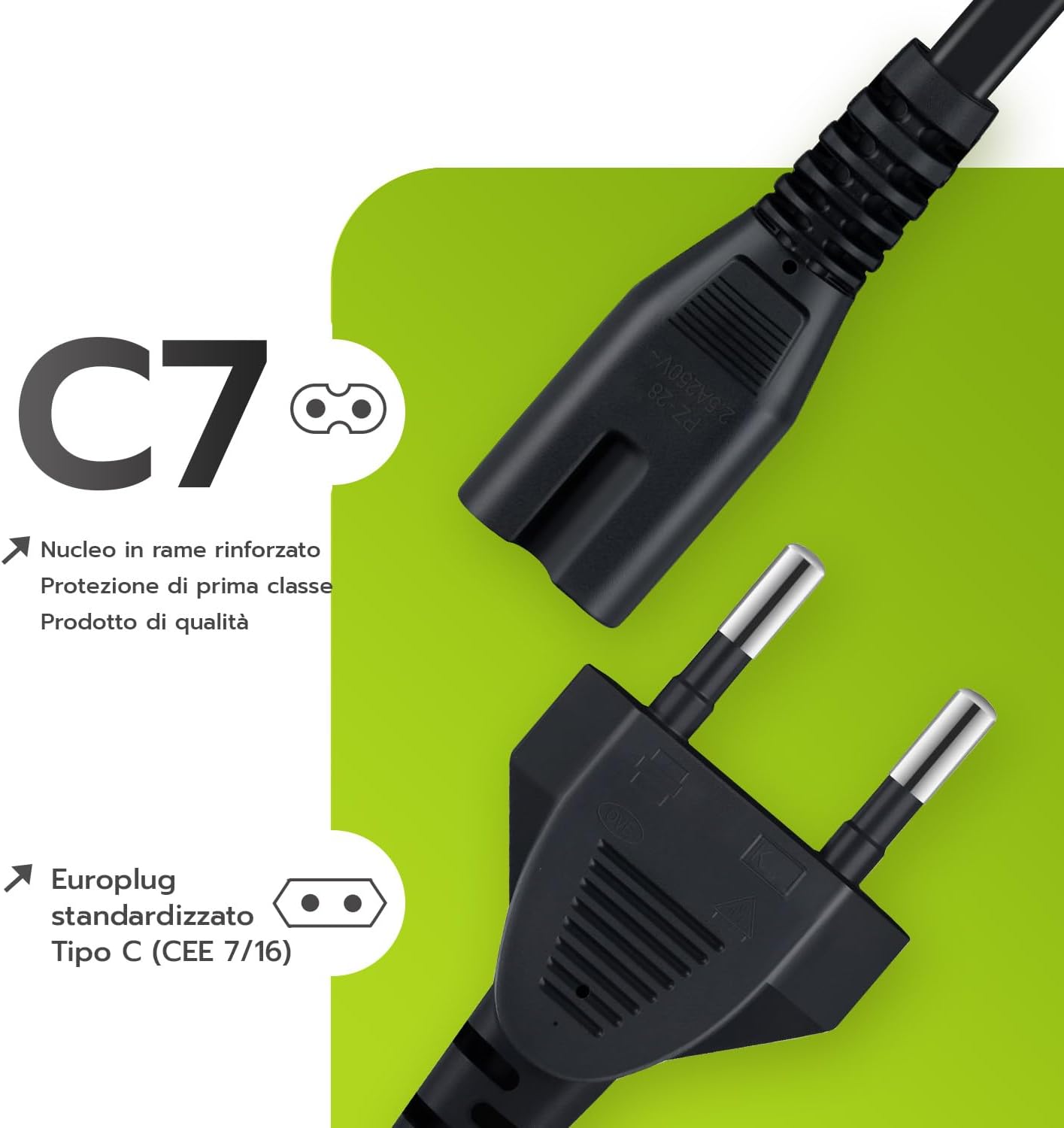 Thumbnail 4 de Tolesum 3M IEC 320 C7 cavo alimentazione 3 m