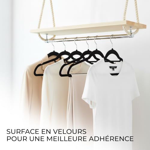 Thumbnail 5 de Utopia Home Cintres en Velours avec Barre à Cravate – Noir, Lot de 50