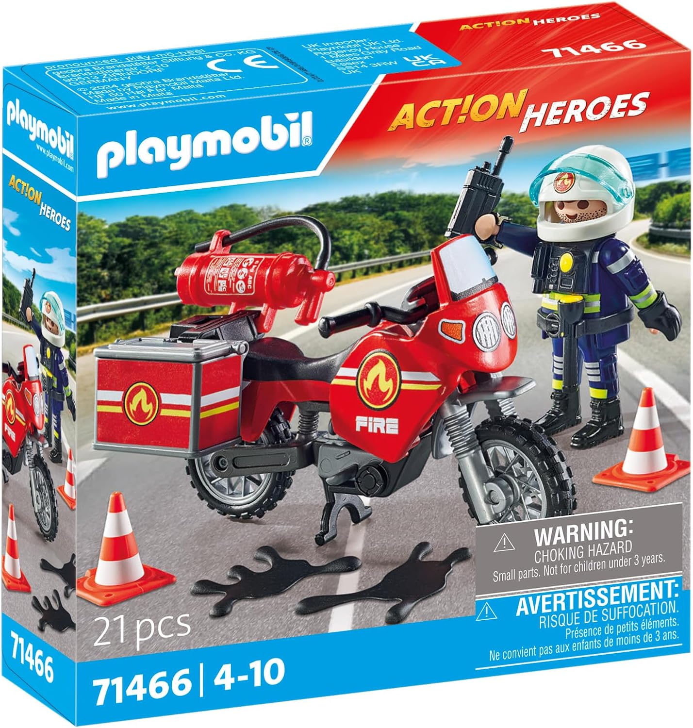Thumbnail 1 de Playmobil 71466 Action Heroes: Motorcycle & Oil Spill Incident