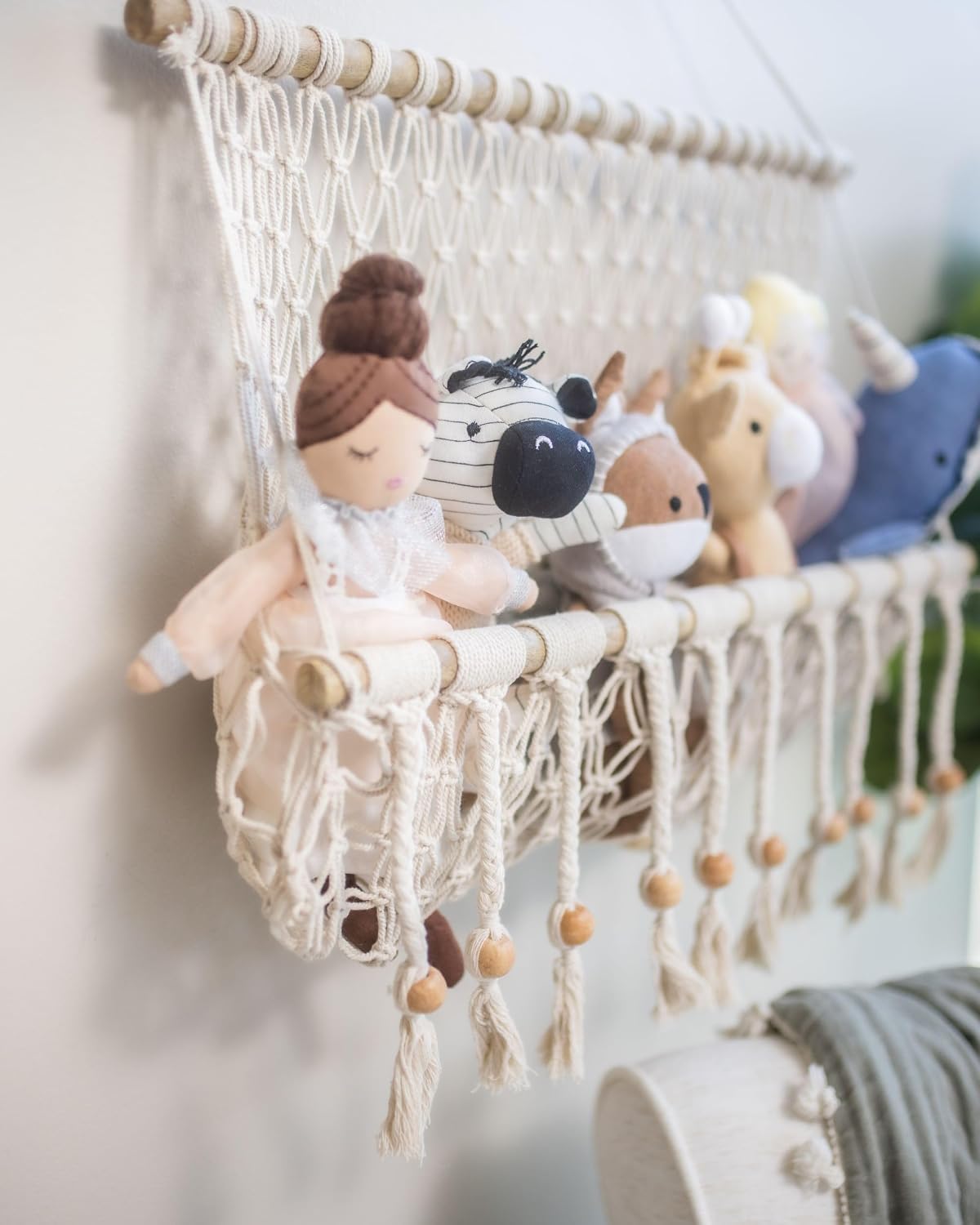 Detalle 2 de Crane Baby BC-180WD-3 Willow Macrame Hanging Storage Bin, Natural Cotton