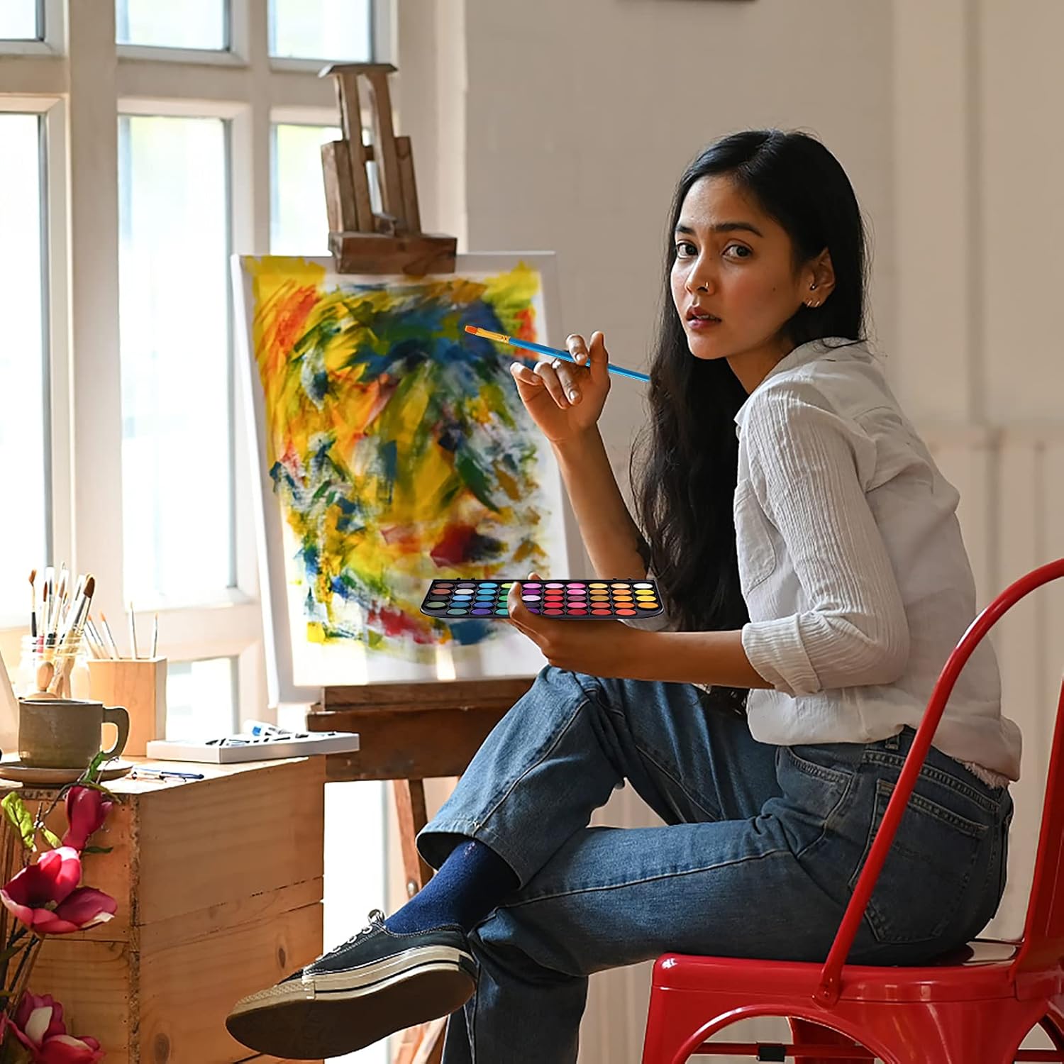 Thumbnail 2 de Watercolor Paint 48 Colors Set 🎨