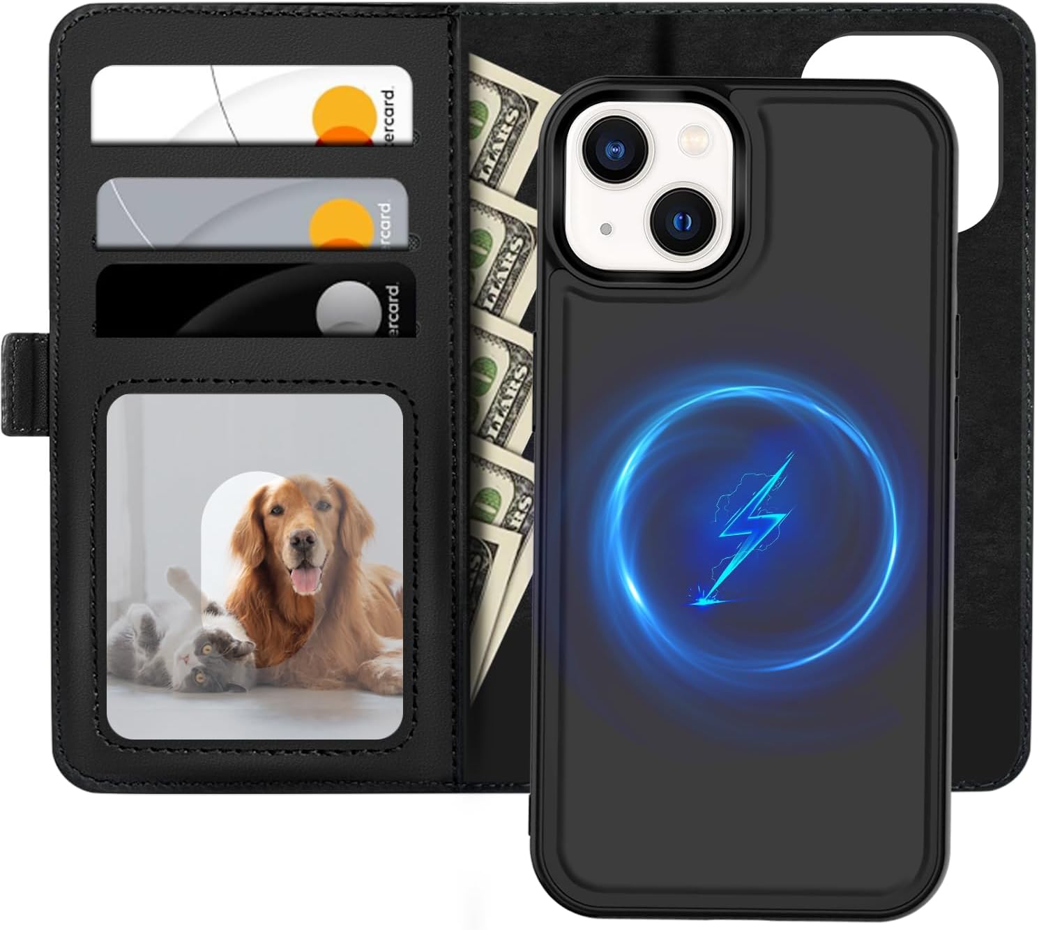 Detalle de XTCASE Funda Cuero Magnética para iPhone 13