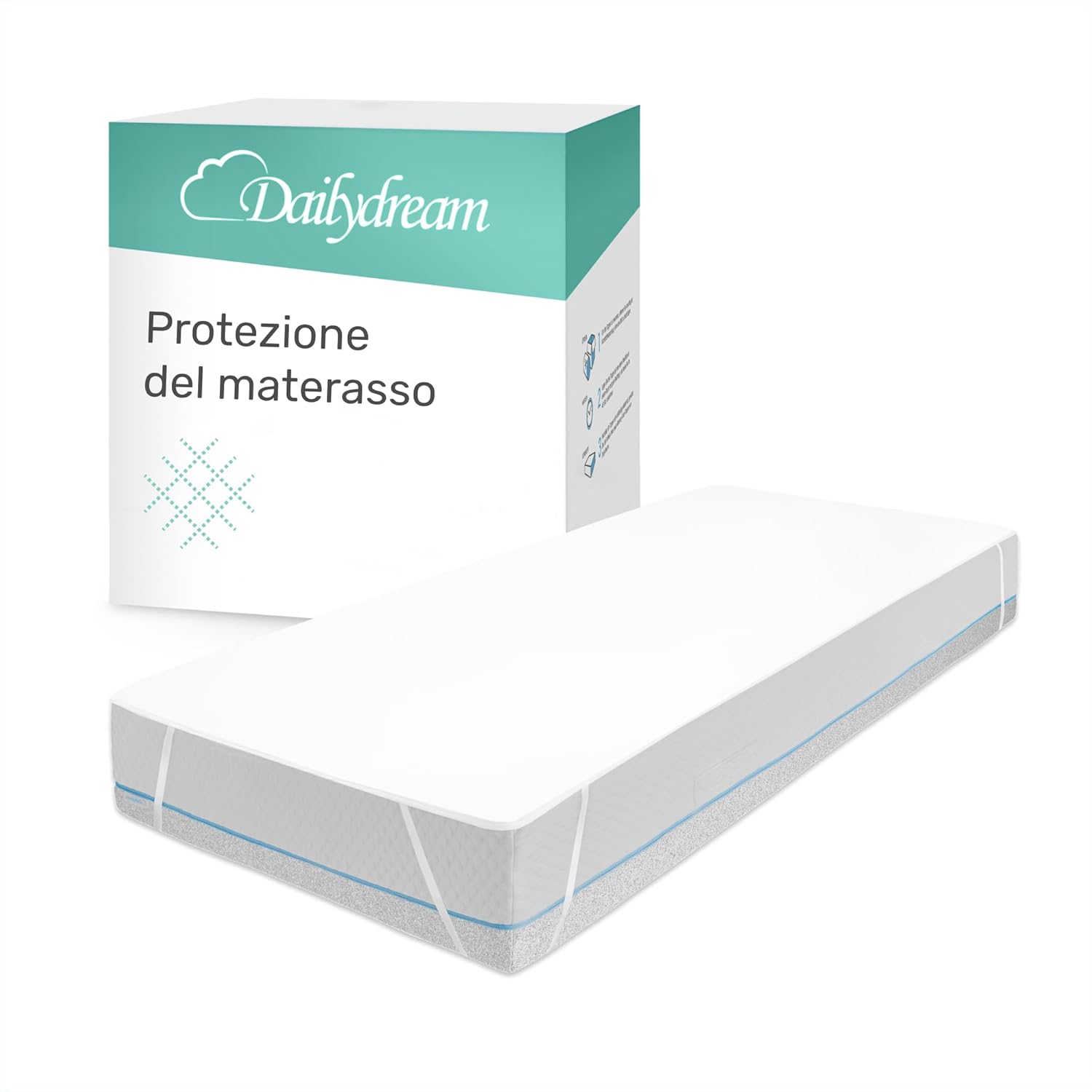 Thumbnail 4 de Dailydream Coprimaterasso impermeabile 200 x 200 cm, bianco — traspirante e certificato Oeko-Tex 100