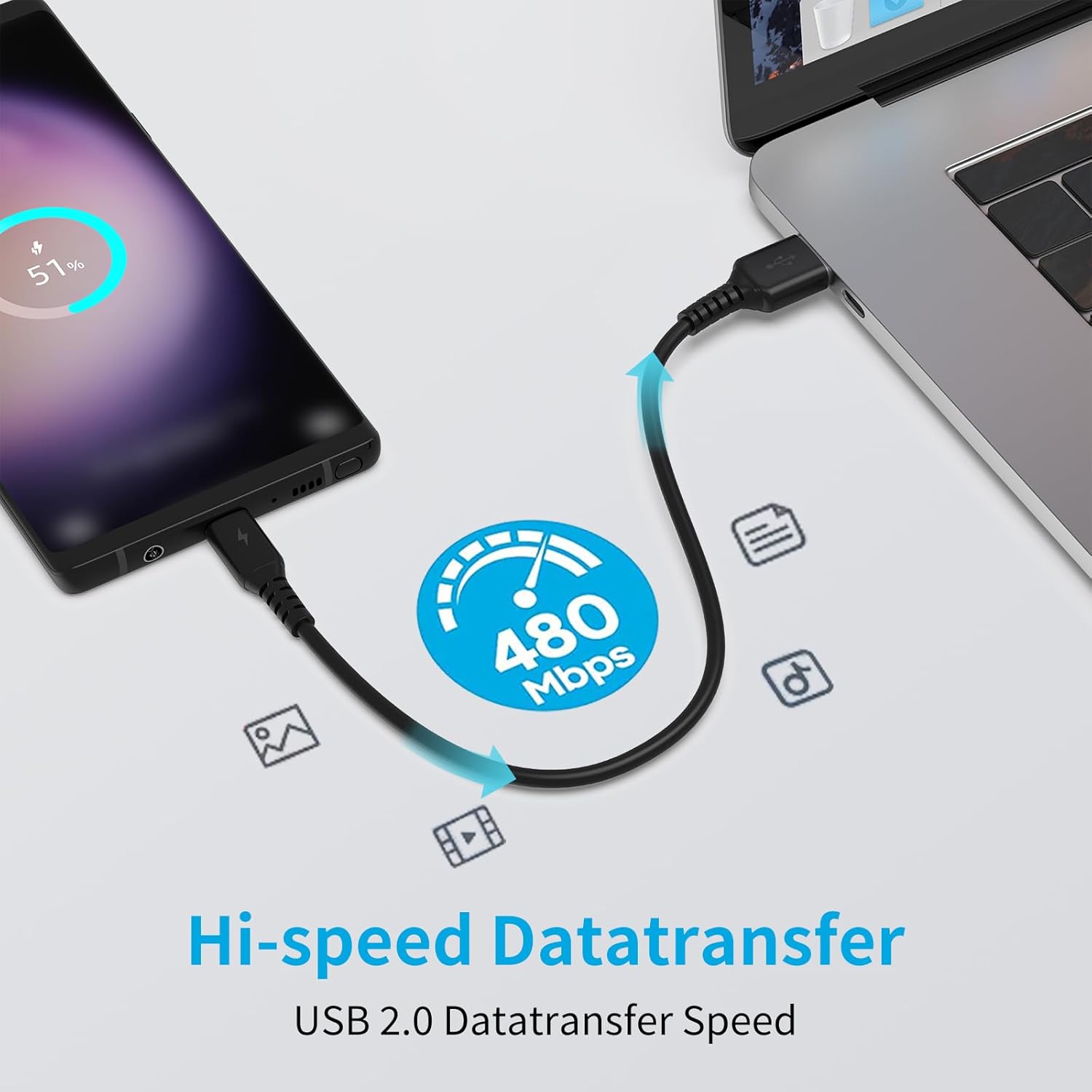 Thumbnail 4 de Acecene 30cm USB A to USB C Cable Short – 5 Pack, 3A Fast Charging