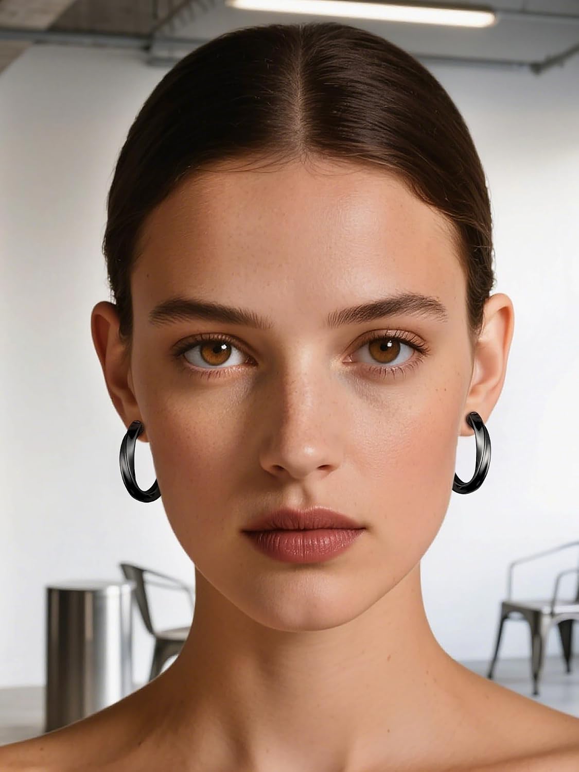 Detalle de PROSTEEL Orecchini a Cerchio Vuoto 30/40/60/80 mm – Oversize Y2K con Collonna di Torsione