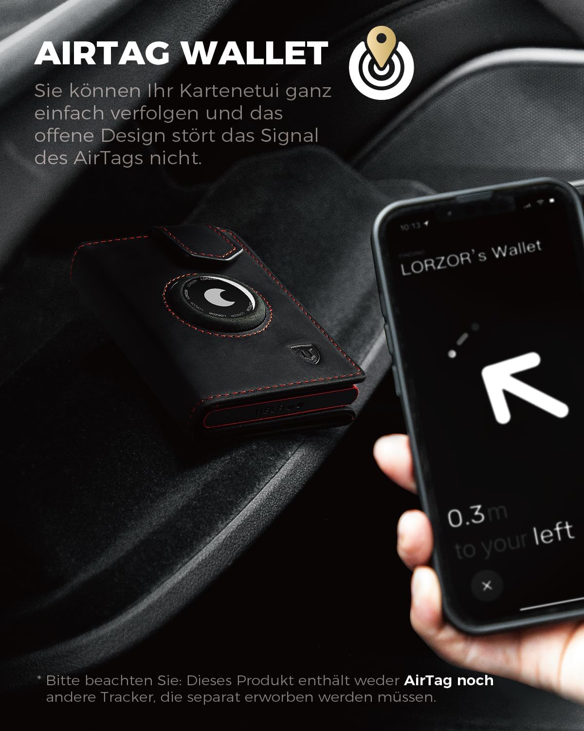 Thumbnail 6 de LORZOR Airtag Wallet Slim Rot 10 Karten