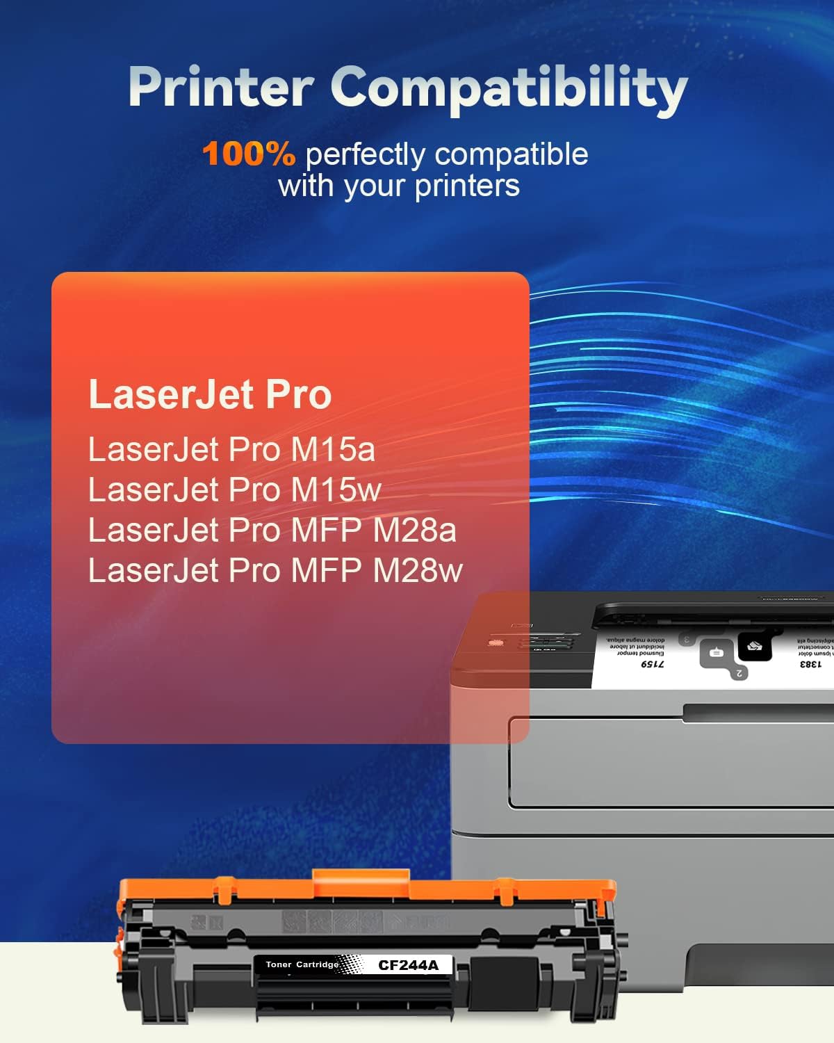 Detalle de Skydo 44A CF244A Cartouche de Toner – 2 Cartouches Noirs avec Dernier Chip pour HP LaserJet Pro M15/M28