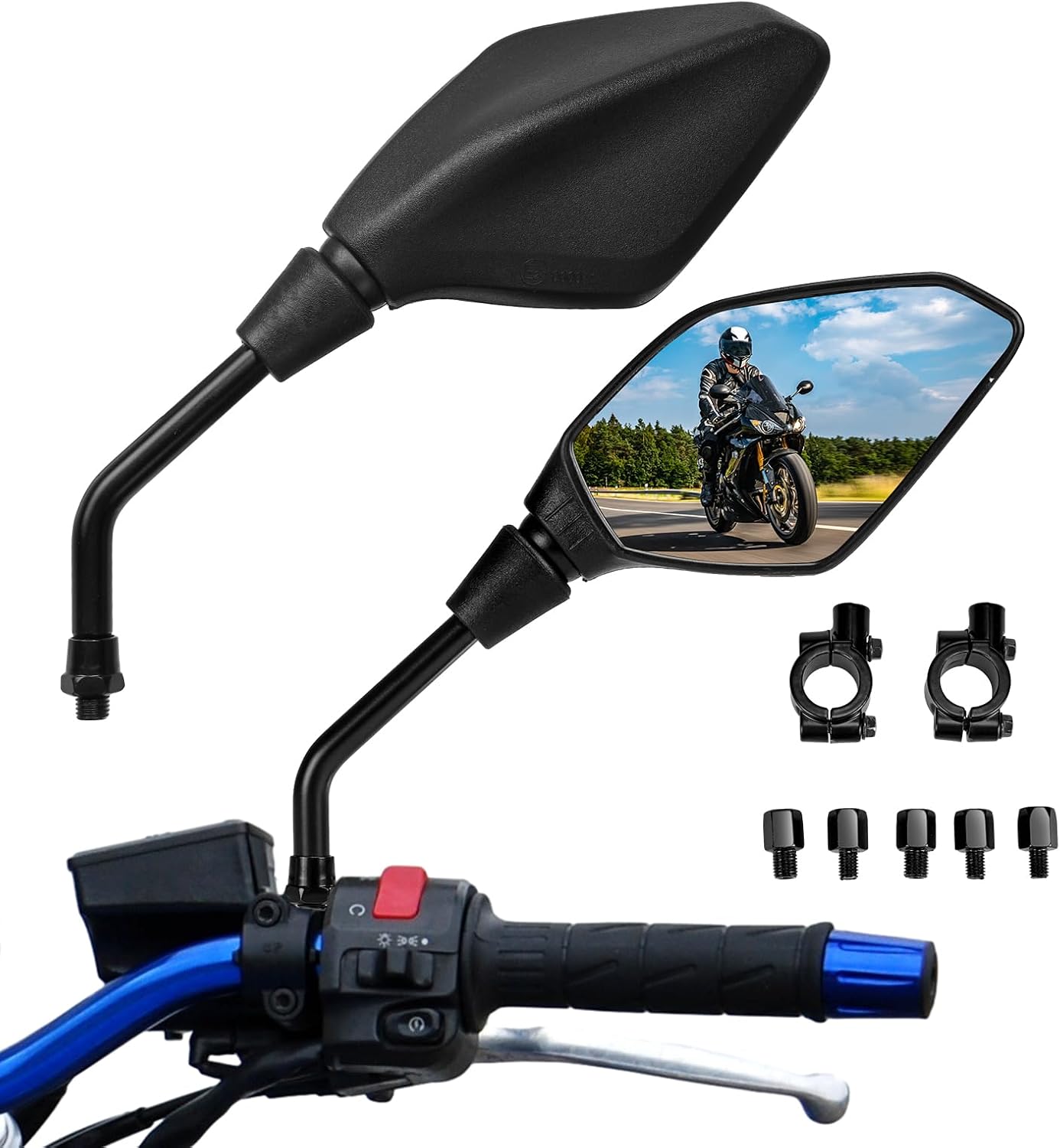 Thumbnail 6 de KEMIMOTO motorbike mirror set with E mark, universal 7/8 inch fit (2 pack)