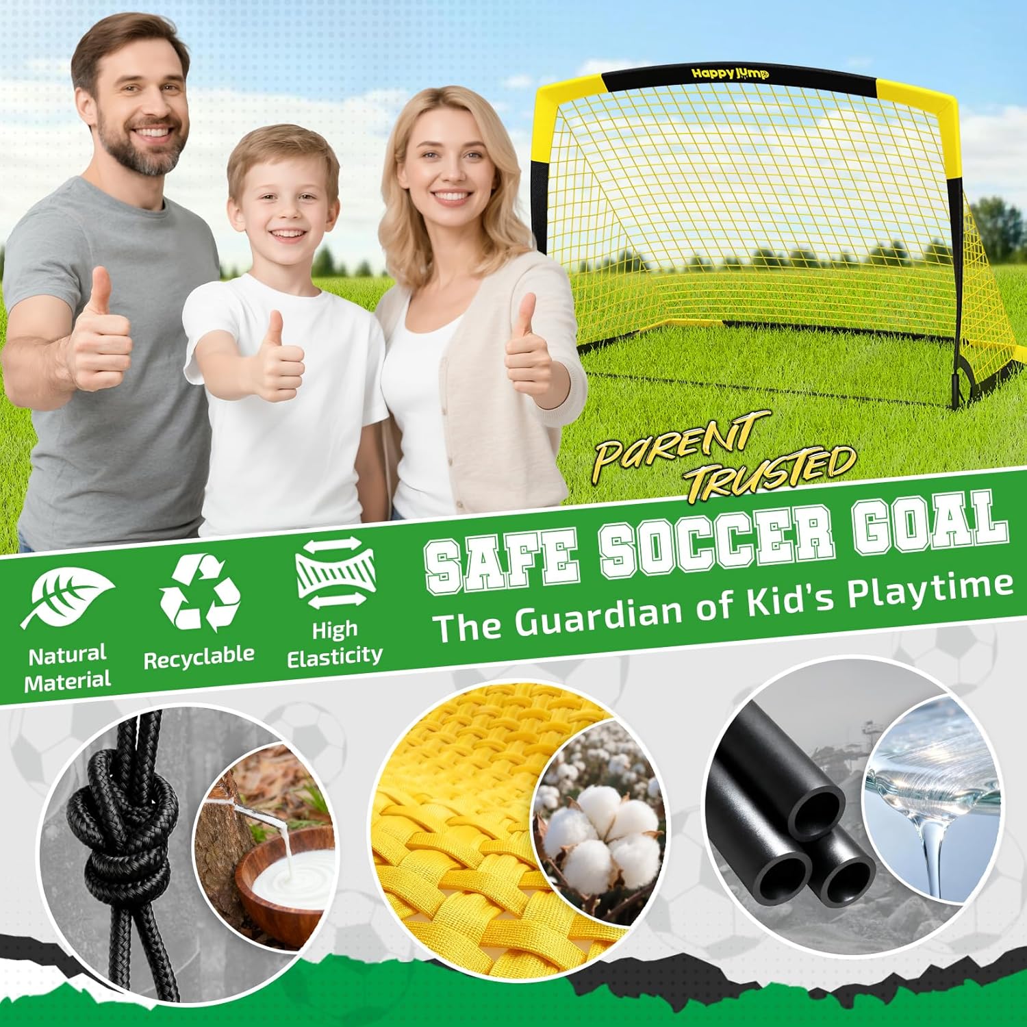 Thumbnail 3 de Happy Jump Portable Pop Up Football Goals 7x5 ft ⚽