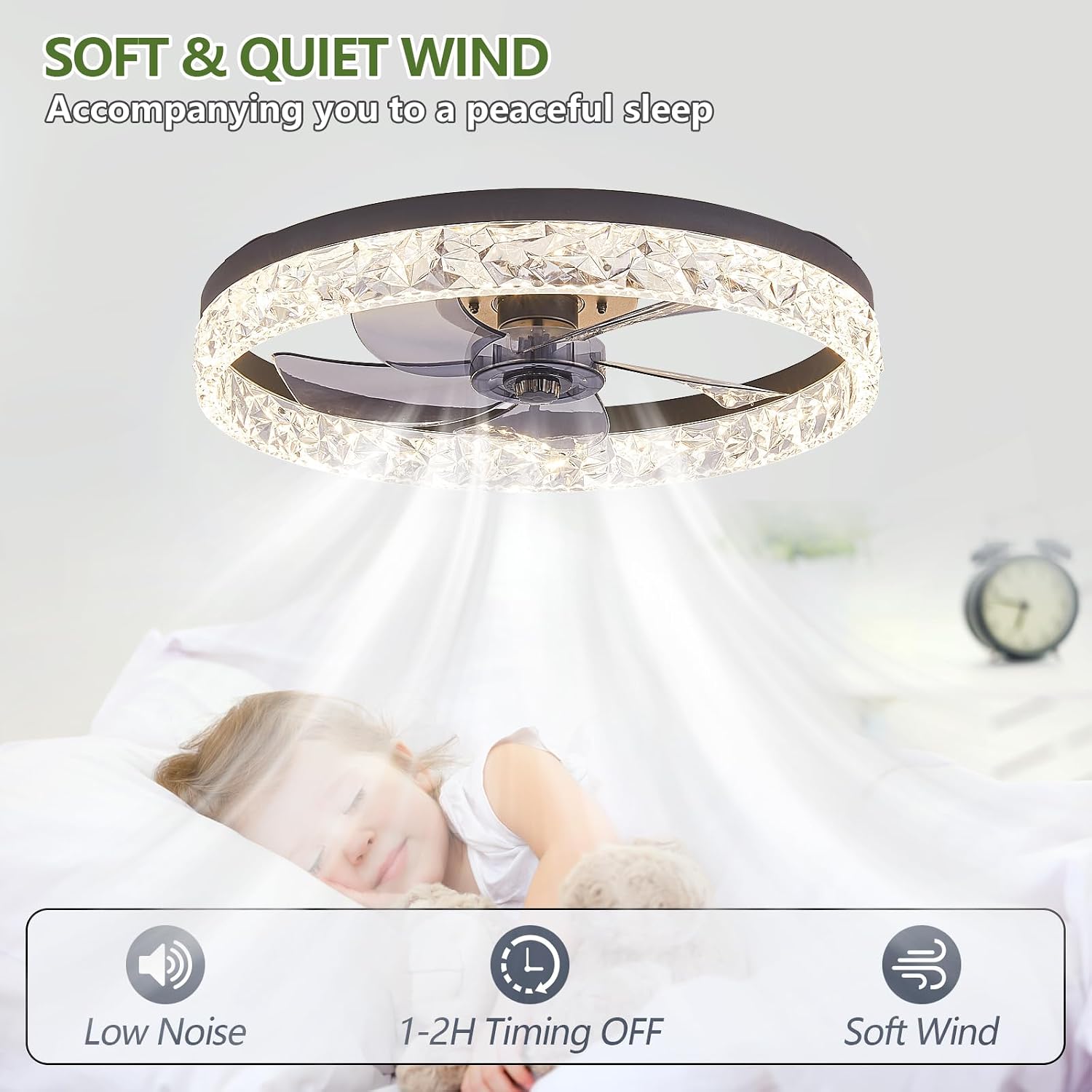 Detalle 2 de NERONDA FATHER 20" Low-Profile Ceiling Fan with Dimmable LED Light