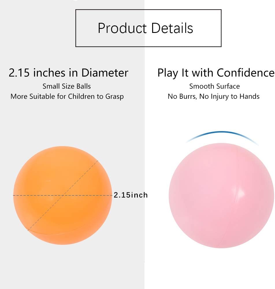Detalle de MoonxHome Ball Pit Balls for Toddlers (BPA Free) — Crush Proof 2.15-inch Plastic Balls for Play Tents & Kiddie Pools