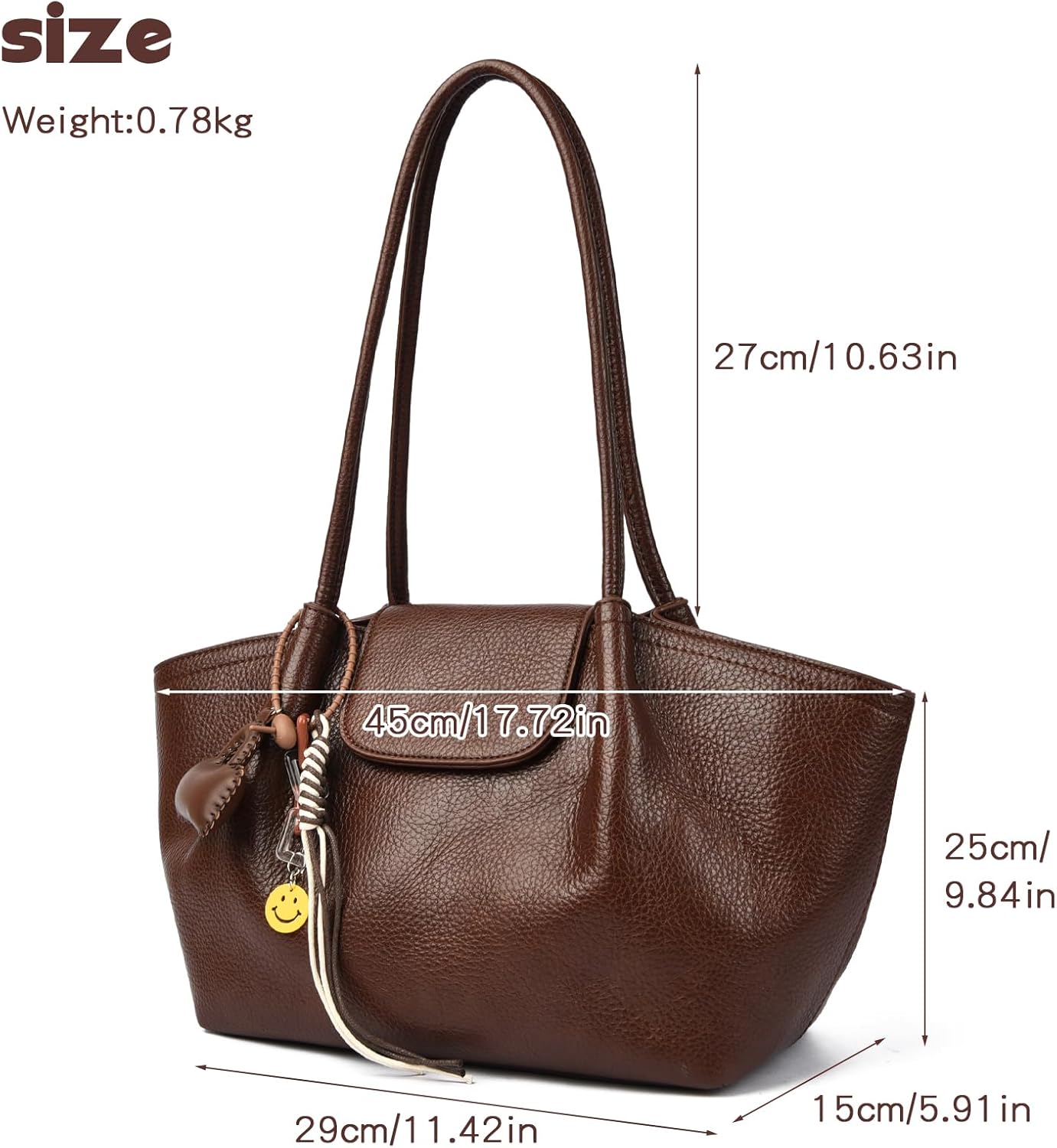 Thumbnail 3 de Waniki Handtasche Damen Mittelgroß – Schulter- und Tote-Bag aus Kunstleder (29 x 15 x 25 cm)